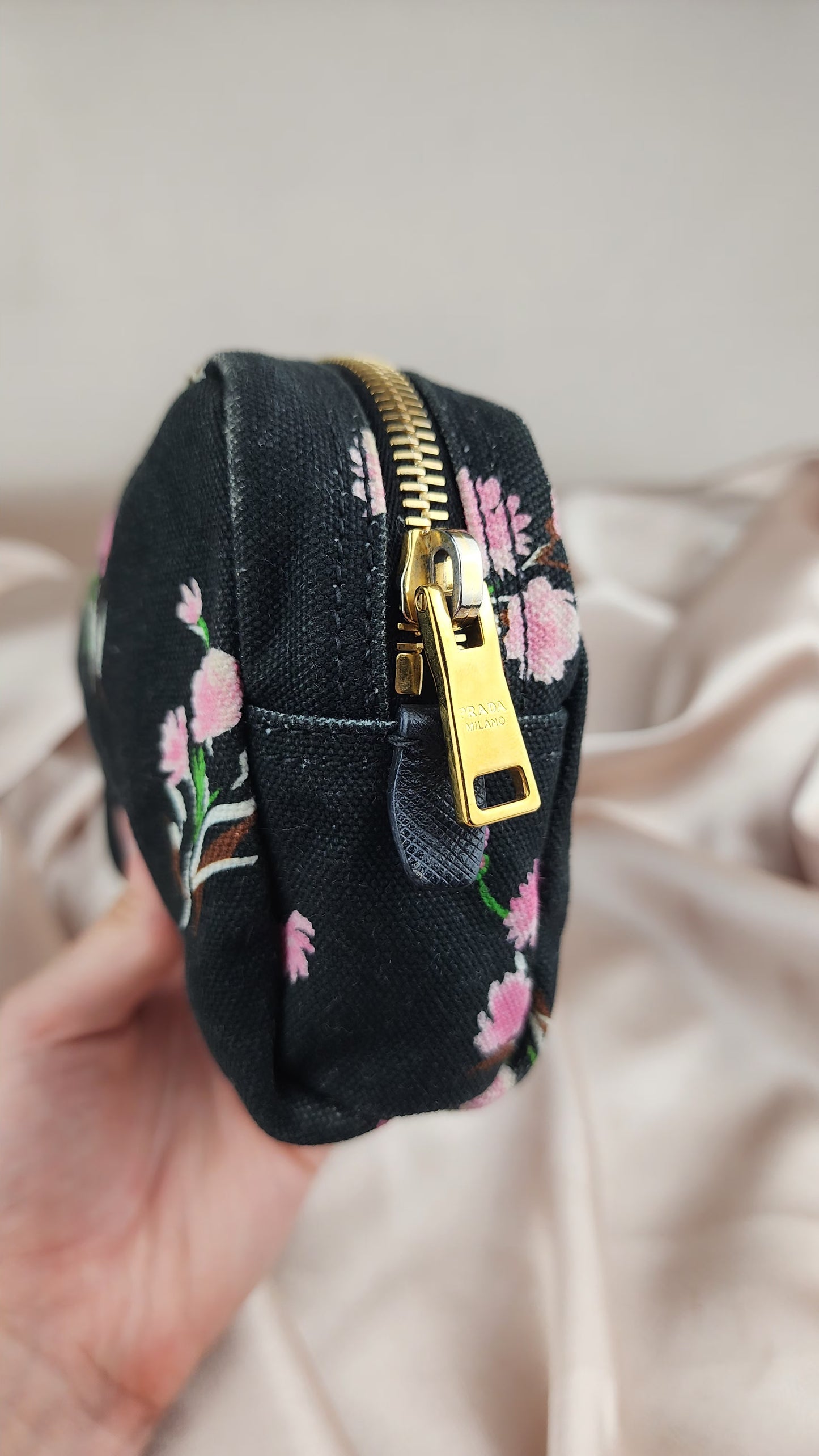 Prada Flower Canvas Pouch - 1041