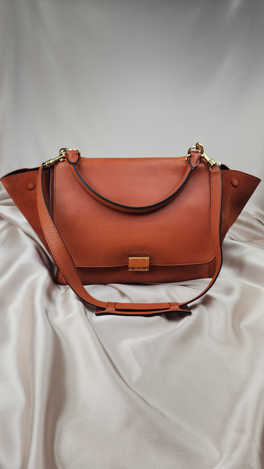 Celine 2 Way Orange Trapeze Leather Shoulder Bag bs7869 - 979