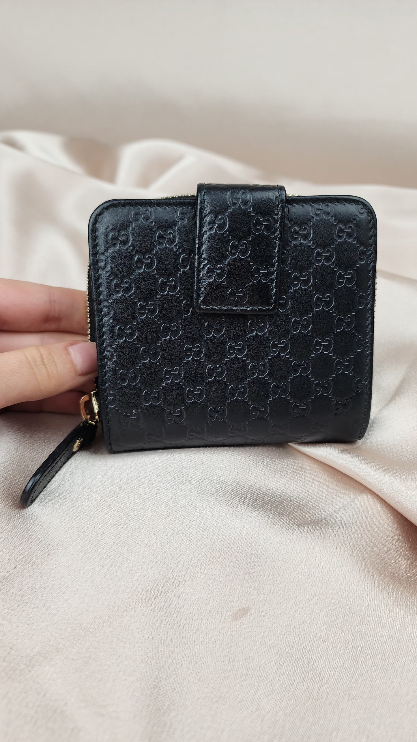 Gucci Micro GG Canvas Guccissima Black Leather Wallet - 1127