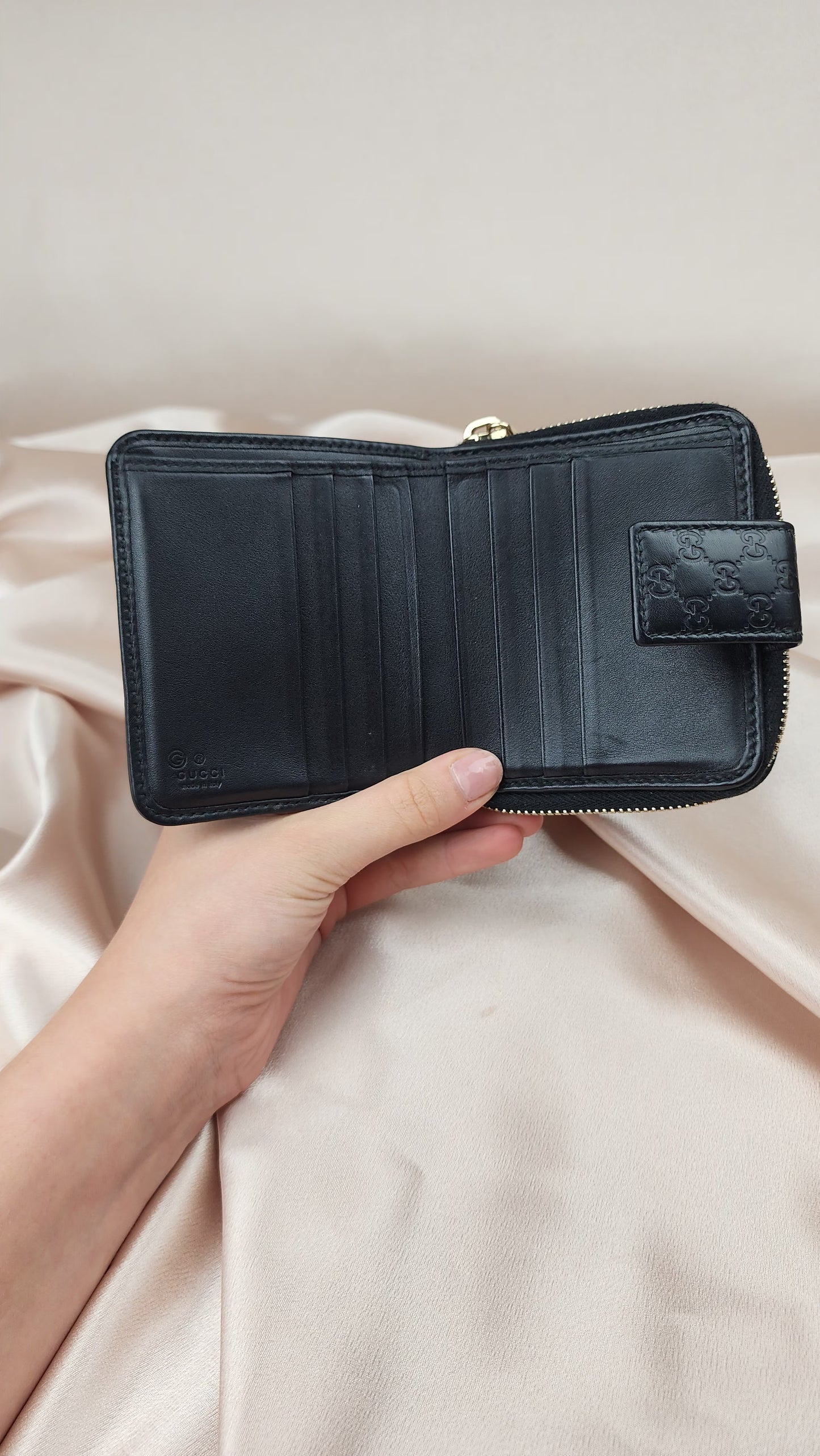 Gucci Micro GG Canvas Guccissima Black Leather Wallet - 1127