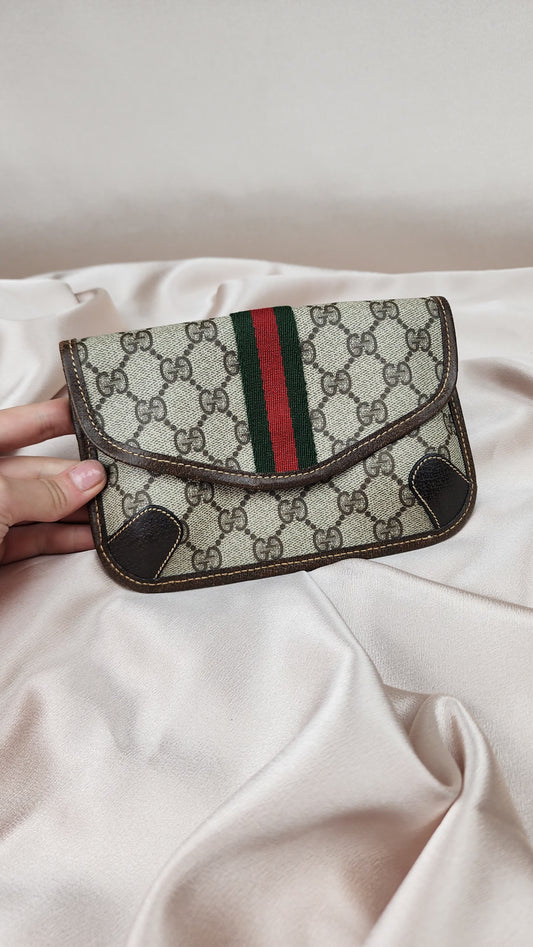 Gucci PVC Canvas Sherry Line Clutch - 1128