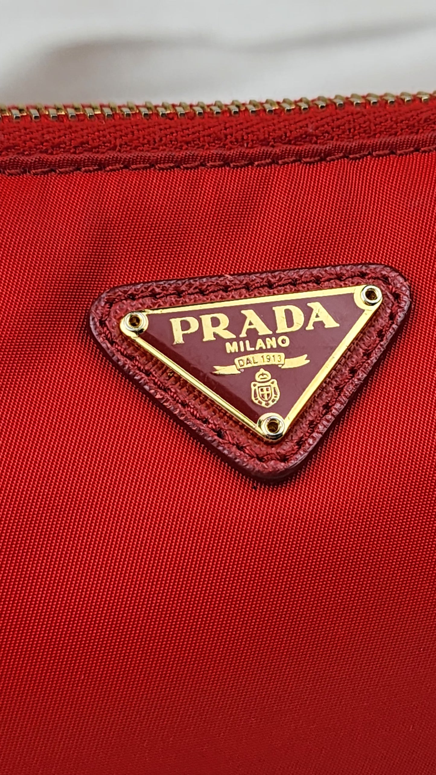 Prada Red Nylon Wristlet Clutch - 1115