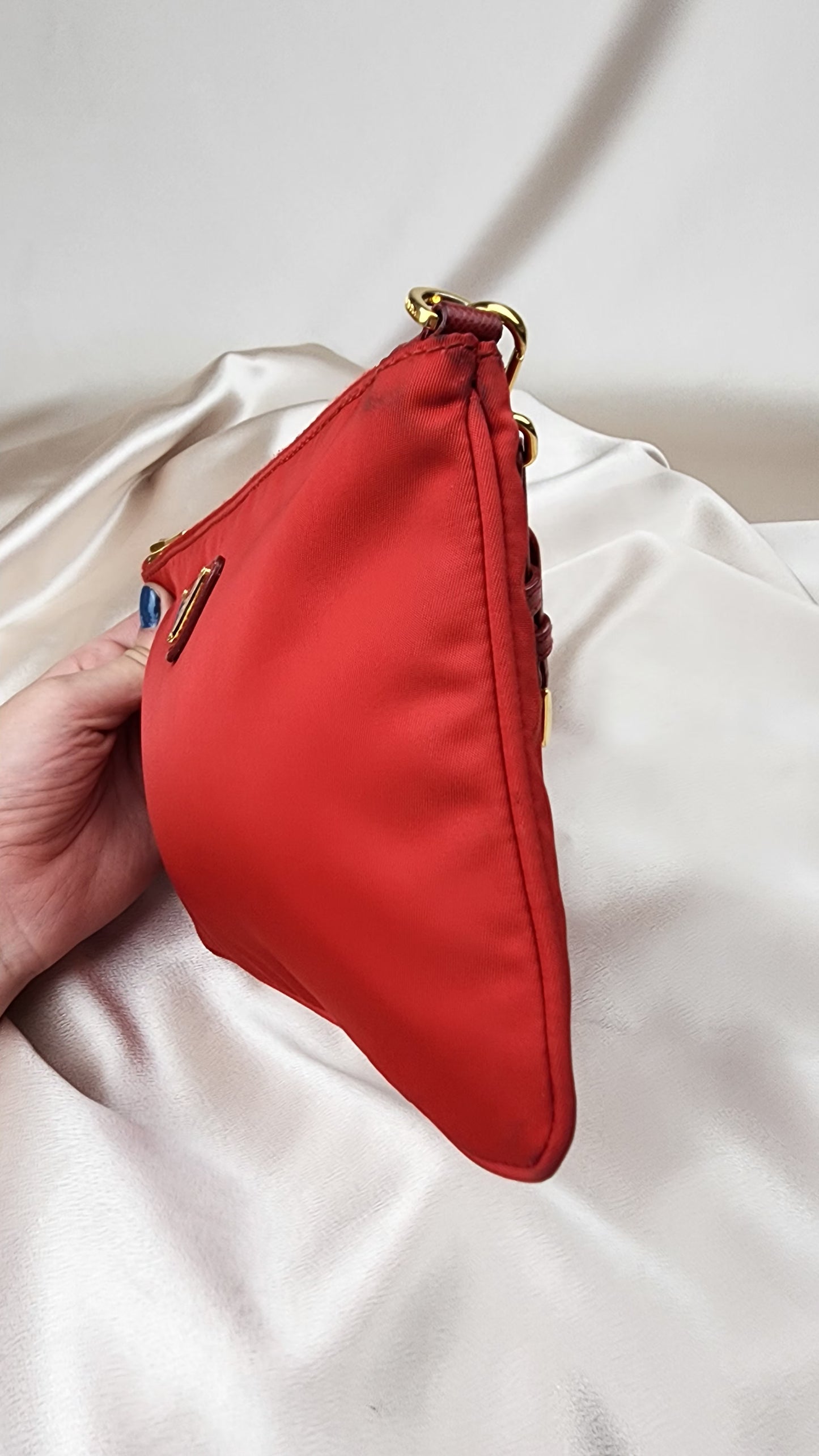 Prada Red Nylon Wristlet Clutch - 1115