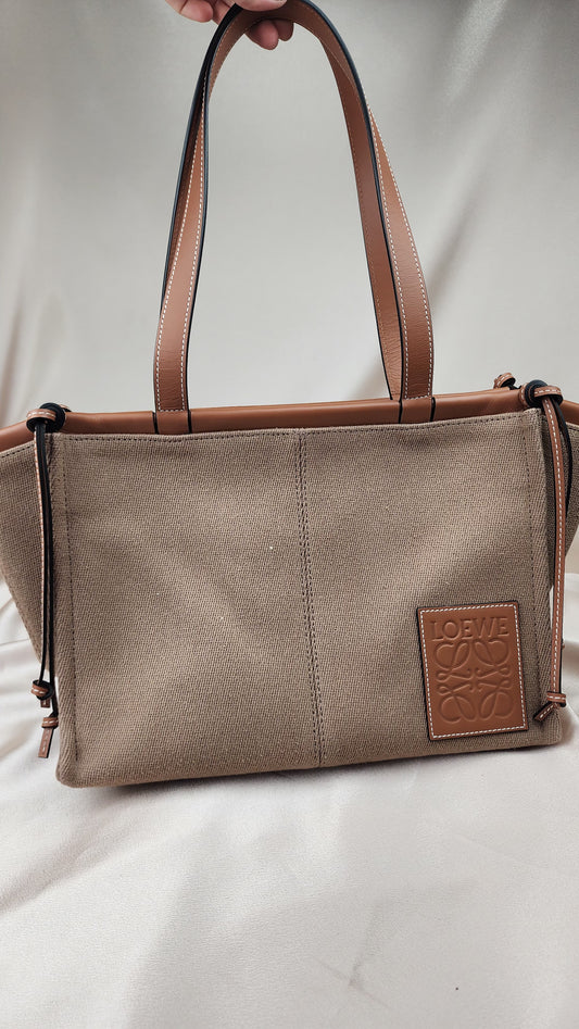 Loewe Brown Canvas Cushion Tote Bag - 1136