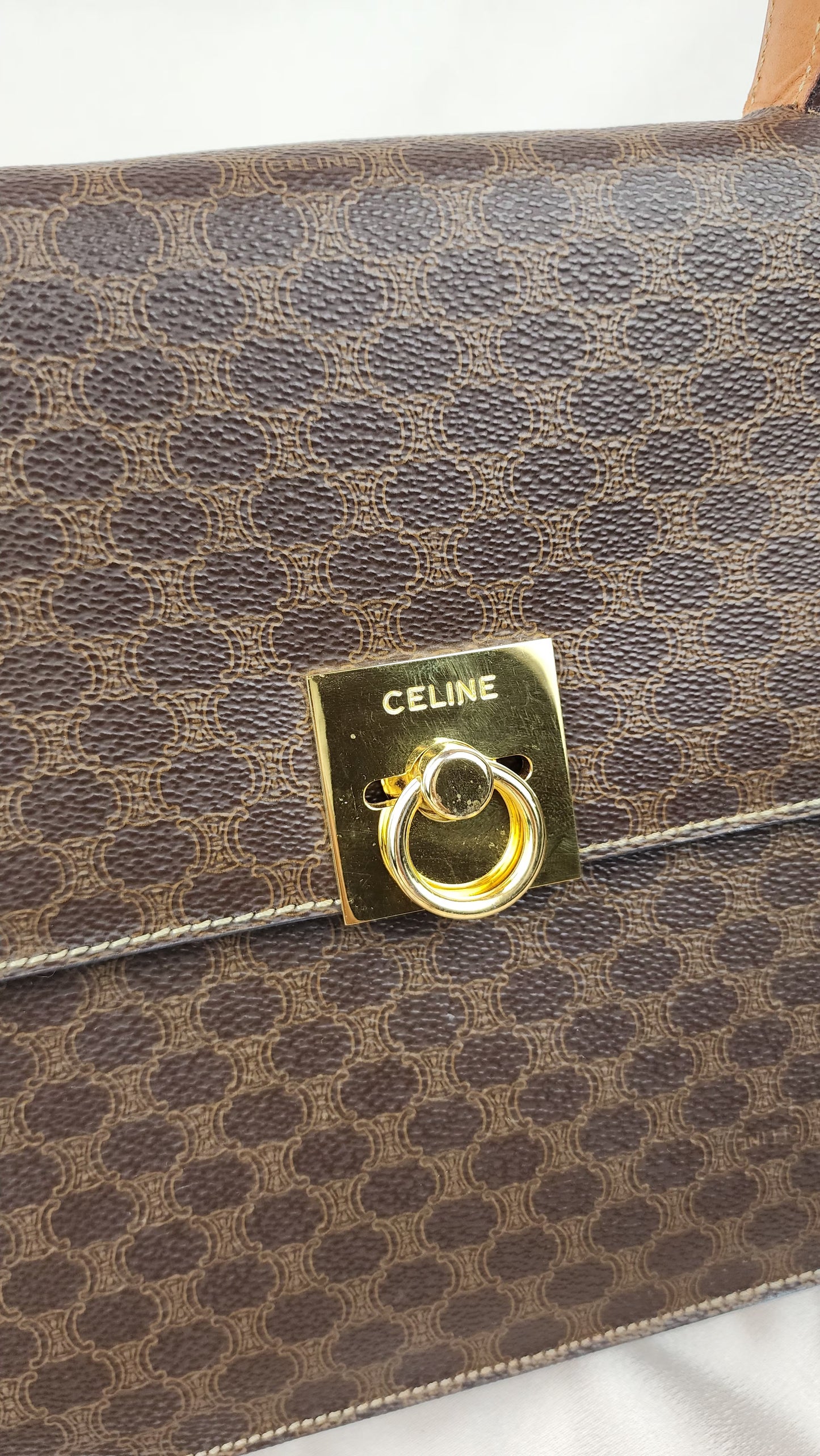 Celine Macadam Canvas Top Handle Hand Bag - 1210