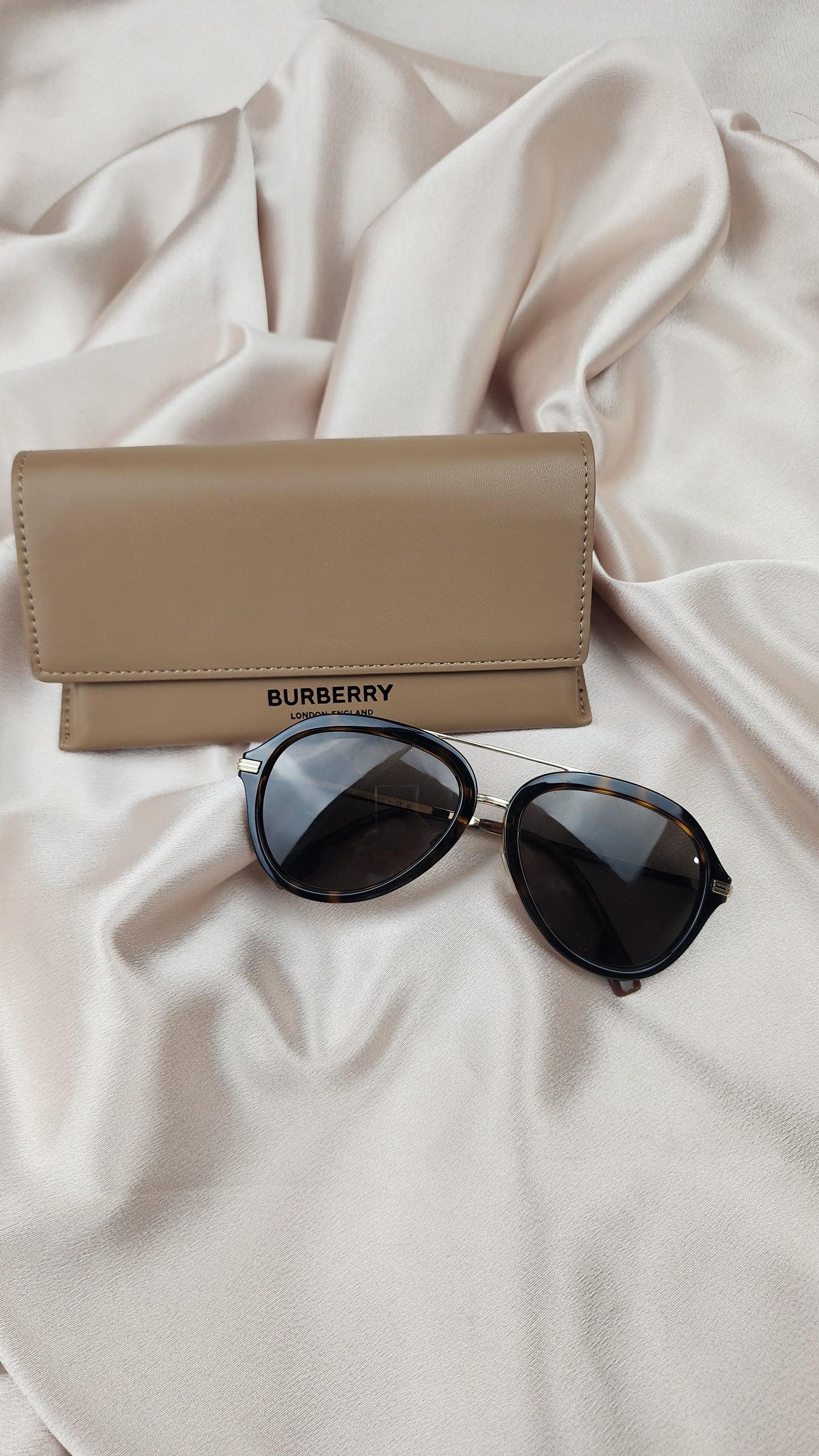 Burberry Tortoise Shell Aviator Sunglasses - 0545