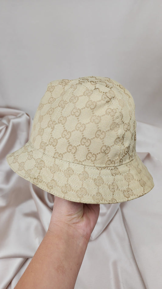 Gucci Beige GG Bucket Hat Size S - 1216