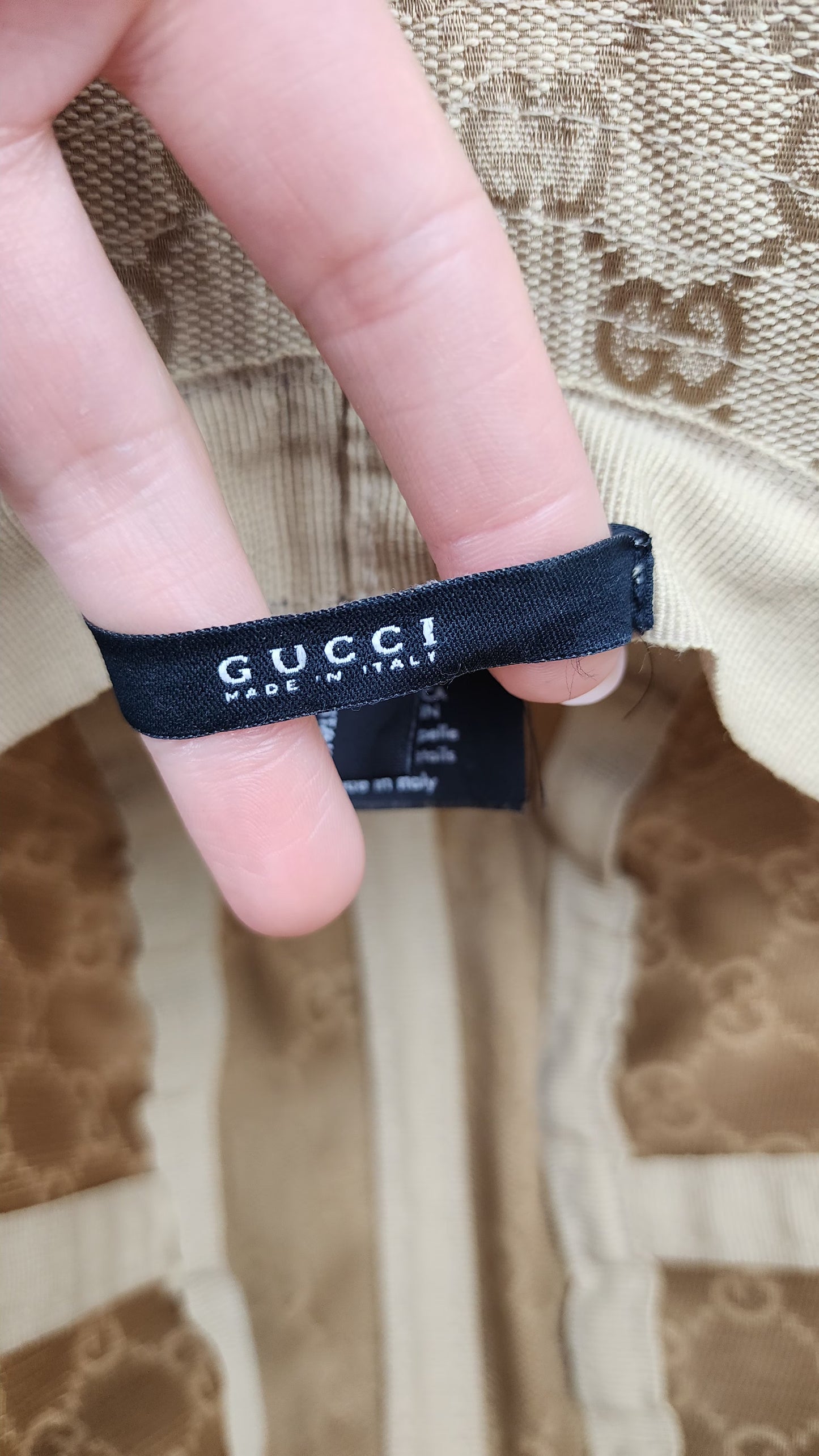 Gucci Beige GG Bucket Hat Size S - 1216