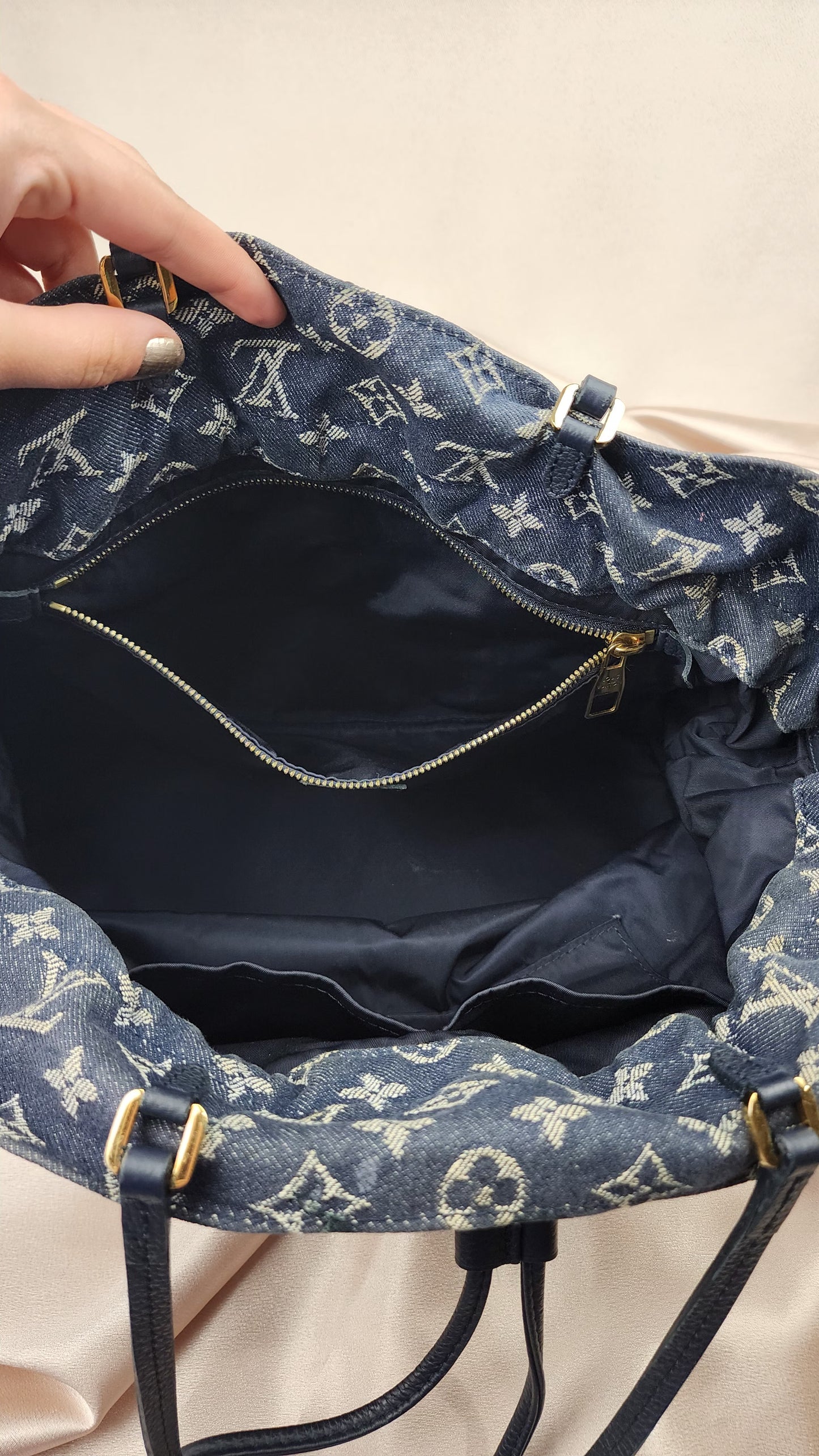 Louis Vuitton Noefull Blue Denim Tote - 1271