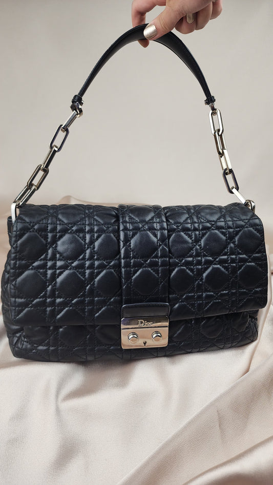 Christian Dior Chain Didior Cannage Black Lamb Skin Shoulder Bag - 1173