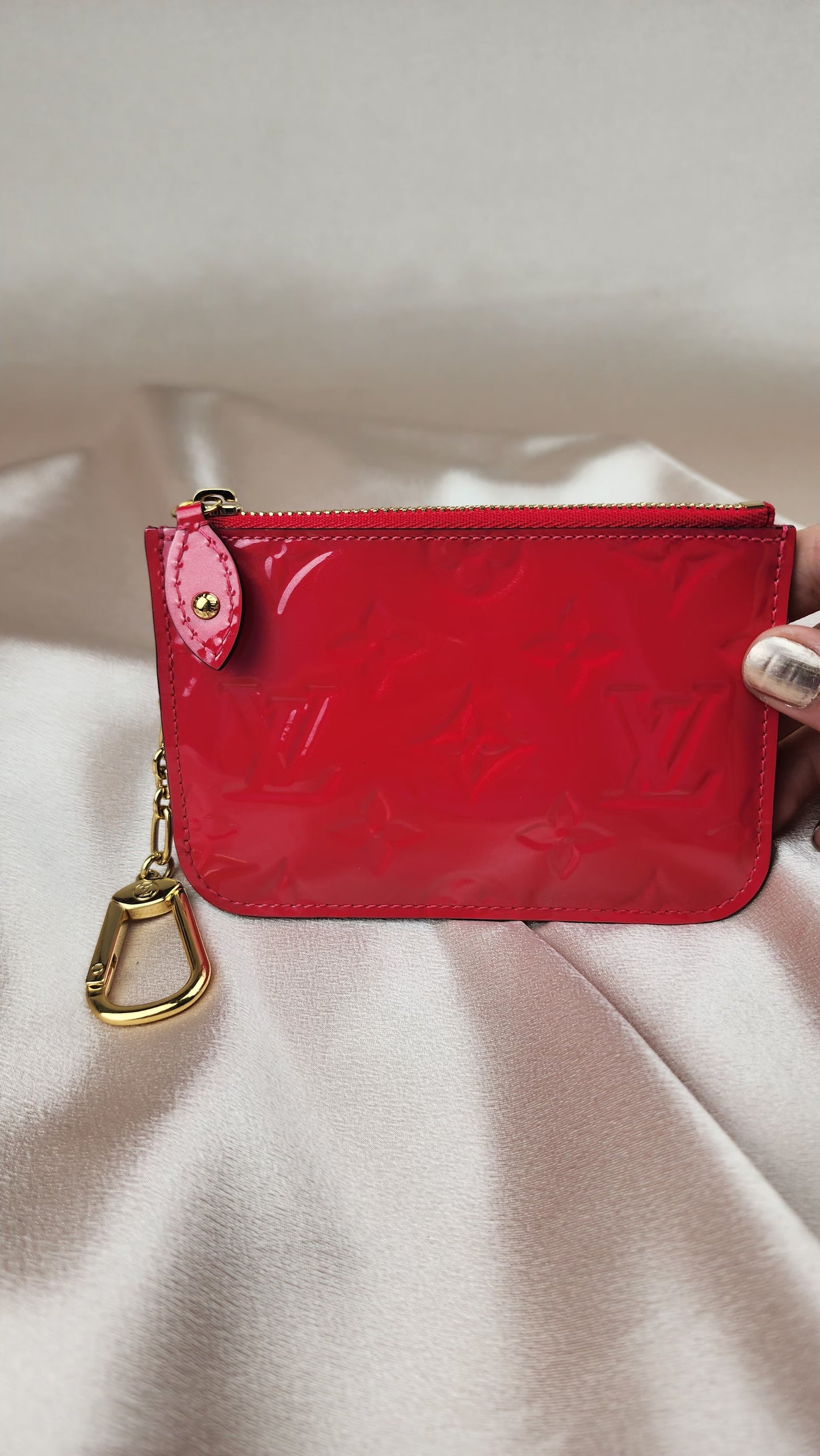 Louis Vuitton pink Vernis Pochette Key Cles - 1277