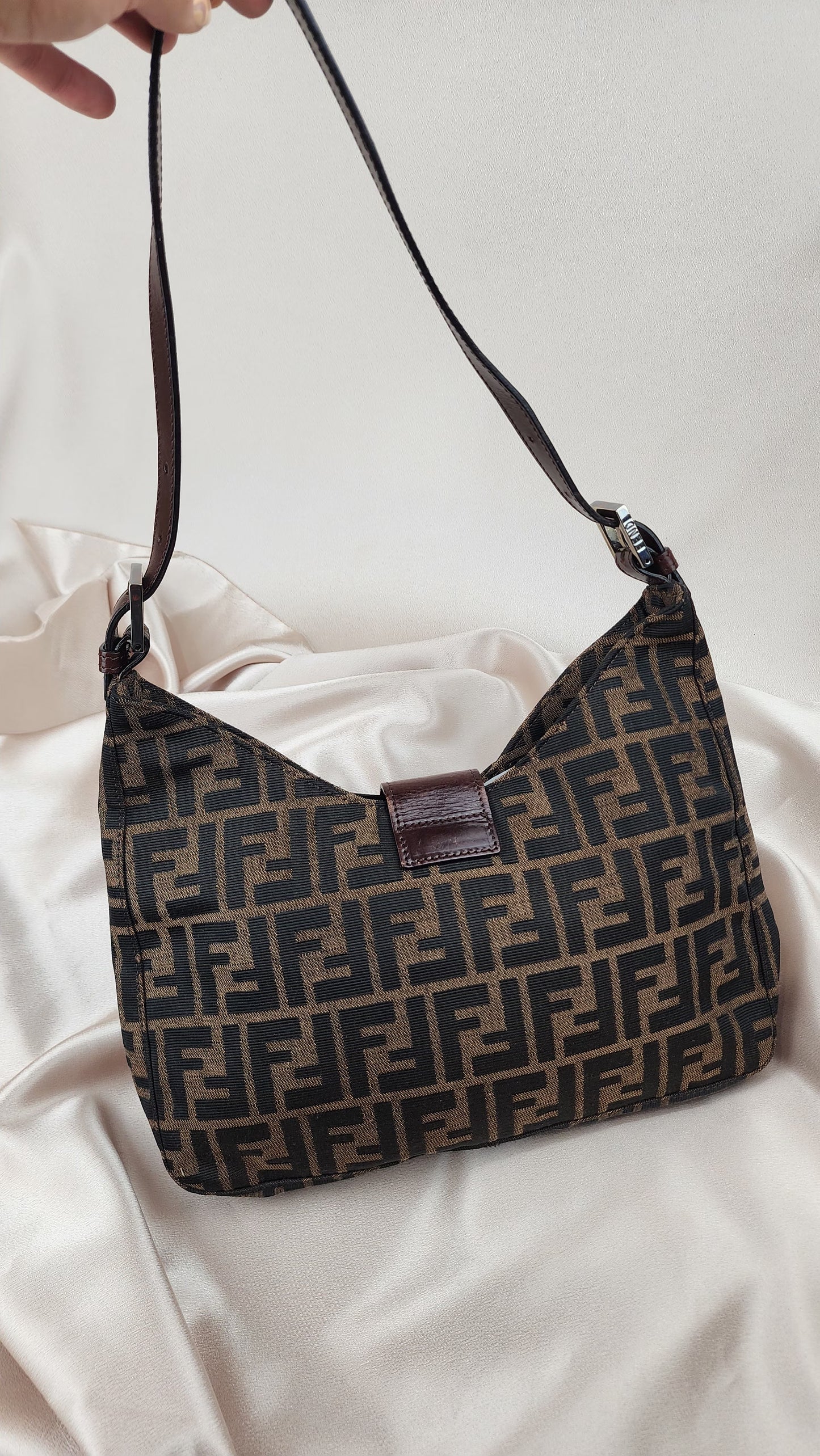 Fendi Zucca Canvas Mamma Baguette Shoulder Bag - 1155