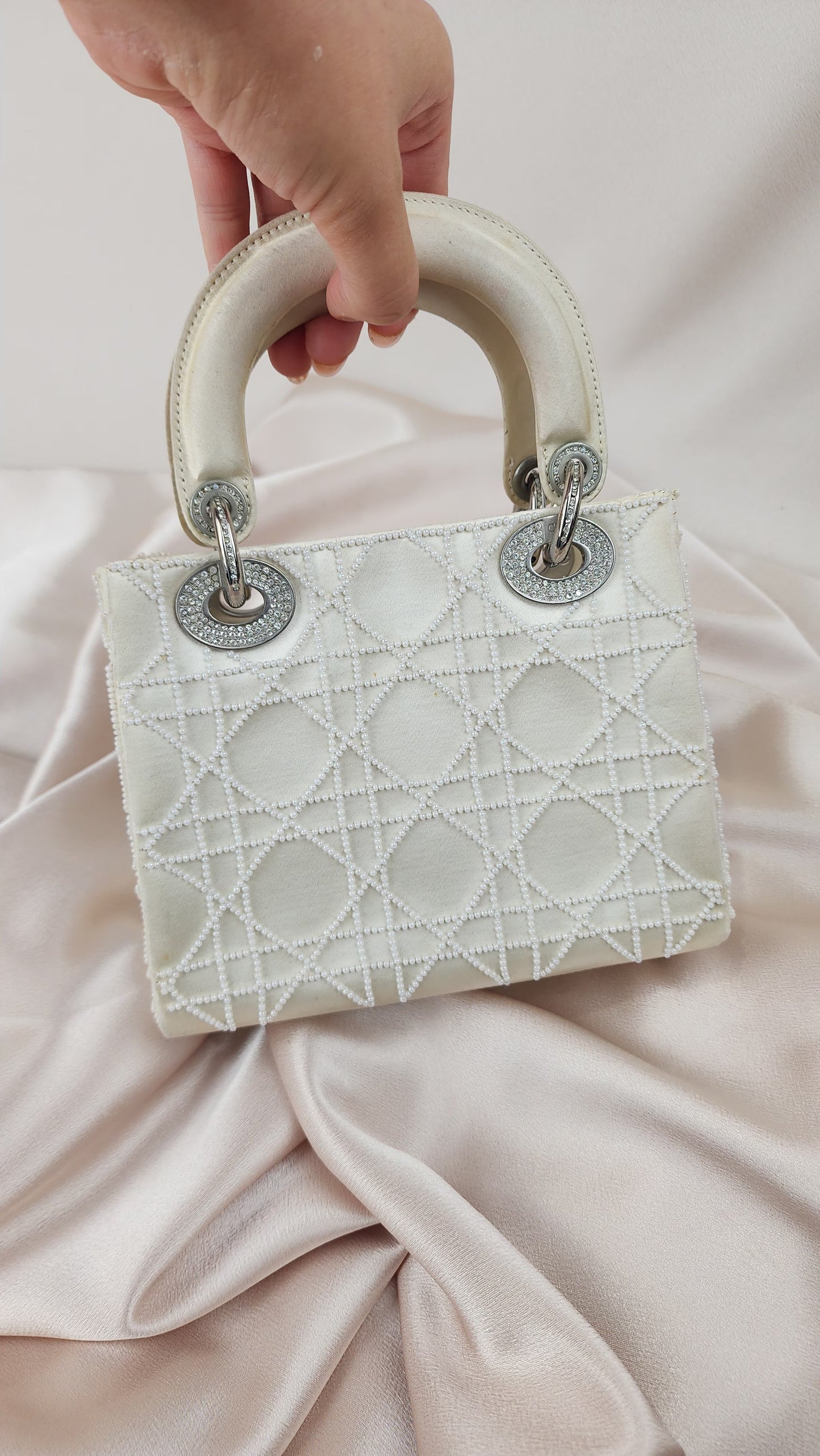 Christian Dior Mini Lady Dior Rare Pearl Satin Bag - 1019