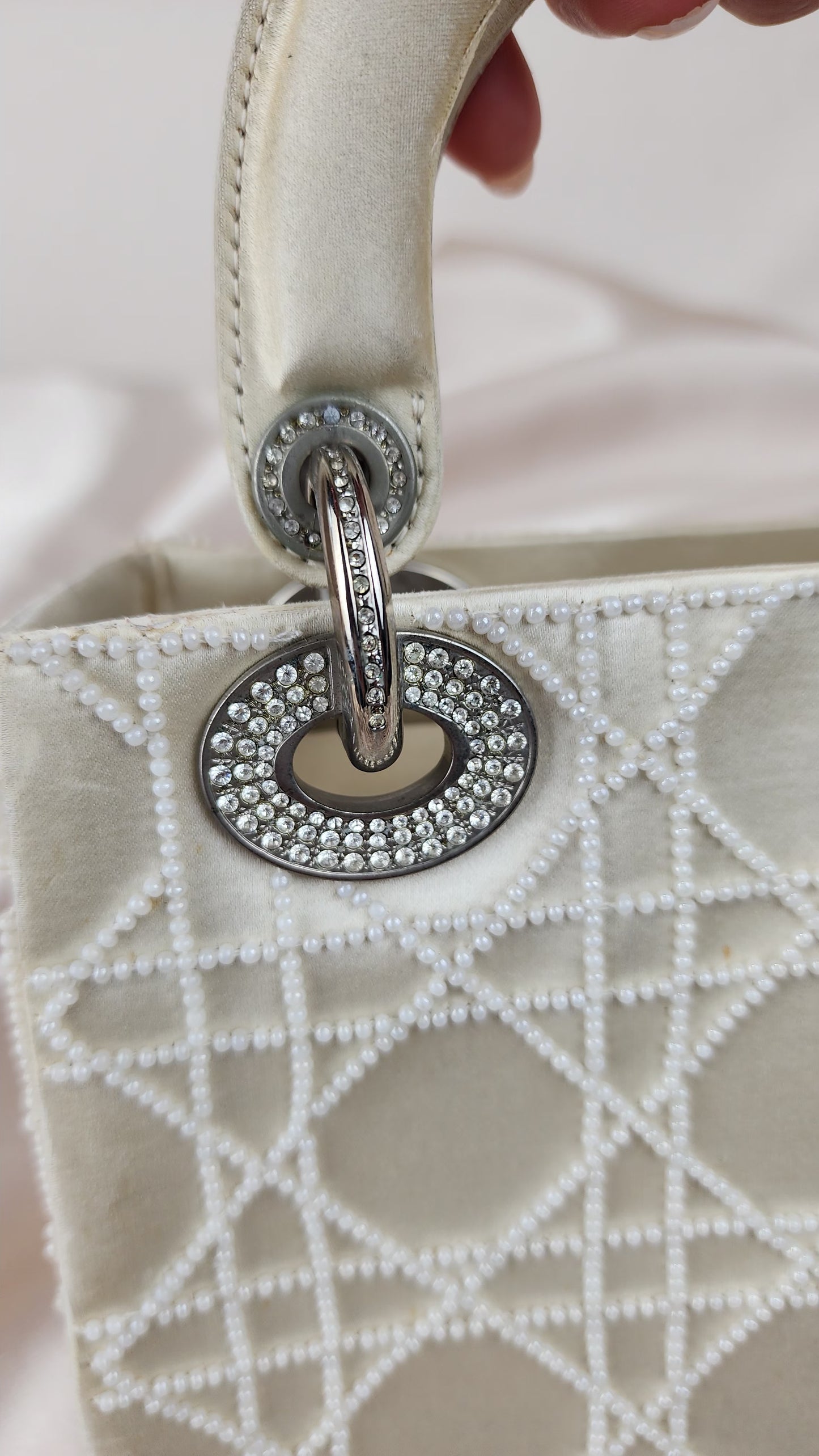 Christian Dior Mini Lady Dior Rare Pearl Satin Bag - 1019