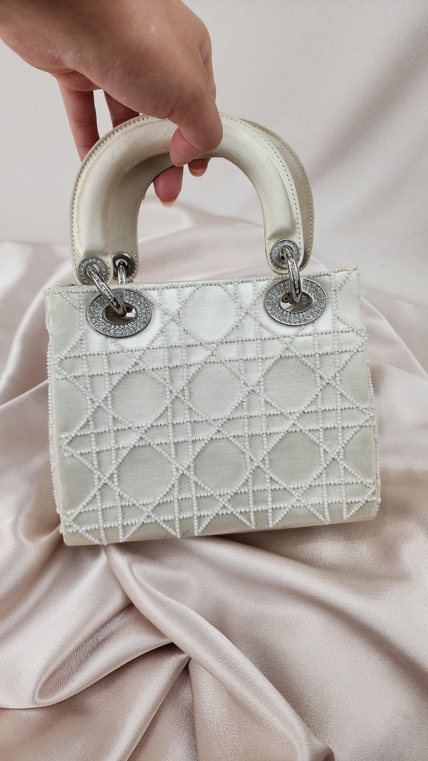 Christian Dior Mini Lady Dior Rare Pearl Satin Bag - 1019