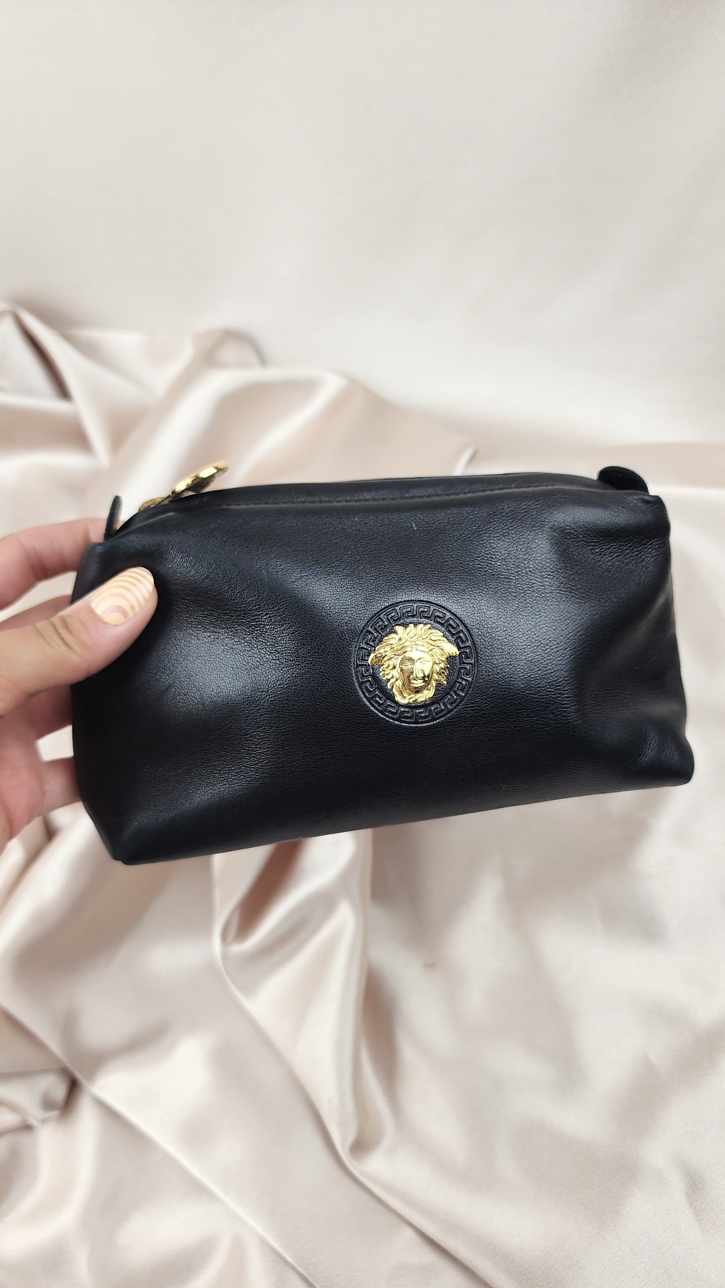 Versace Black Leather Pouch Leather - 1306