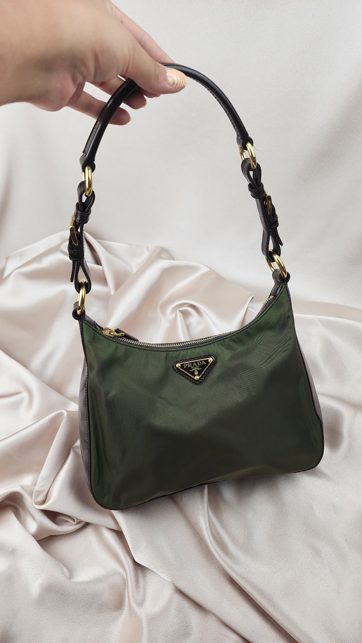 Prada Green Nylon Shoulder Bag- 1311