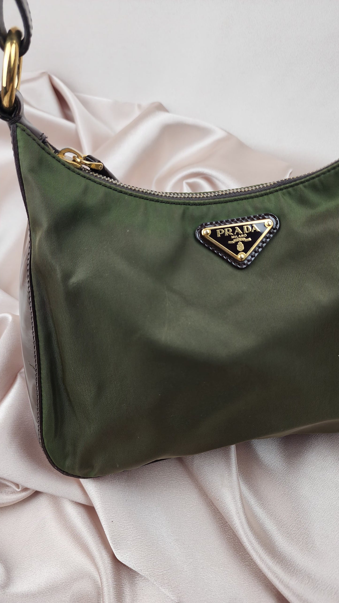 Prada Green Nylon Shoulder Bag- 1311