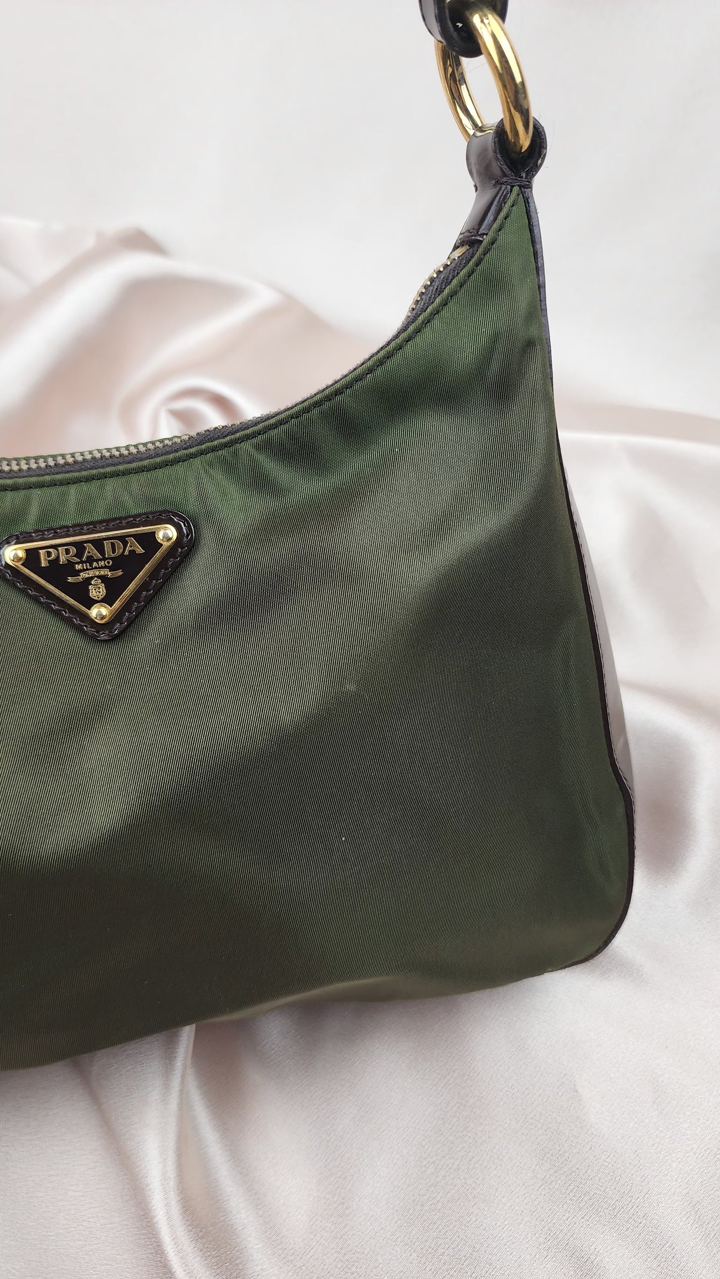 Prada Green Nylon Shoulder Bag- 1311