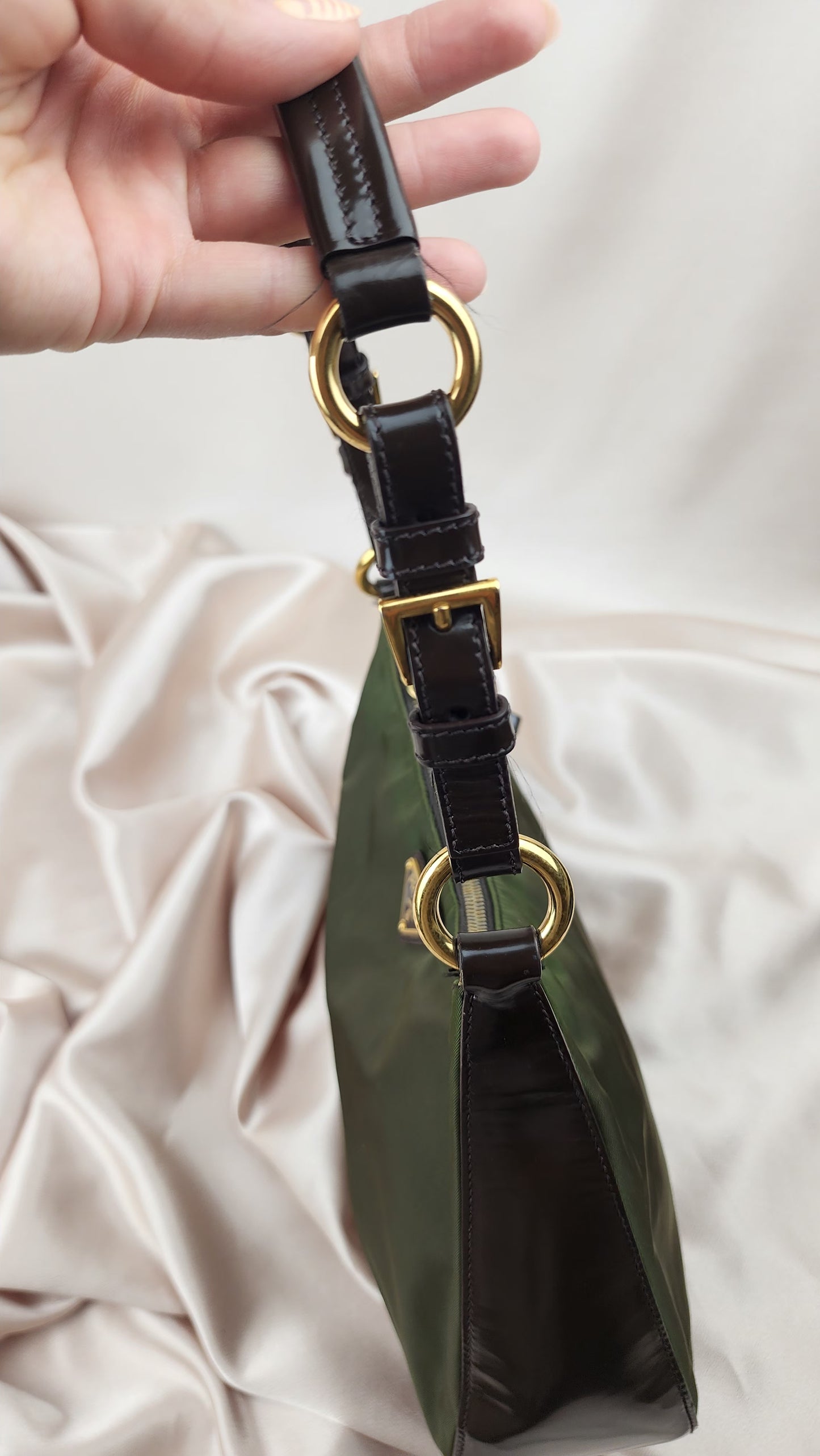 Prada Green Nylon Shoulder Bag- 1311