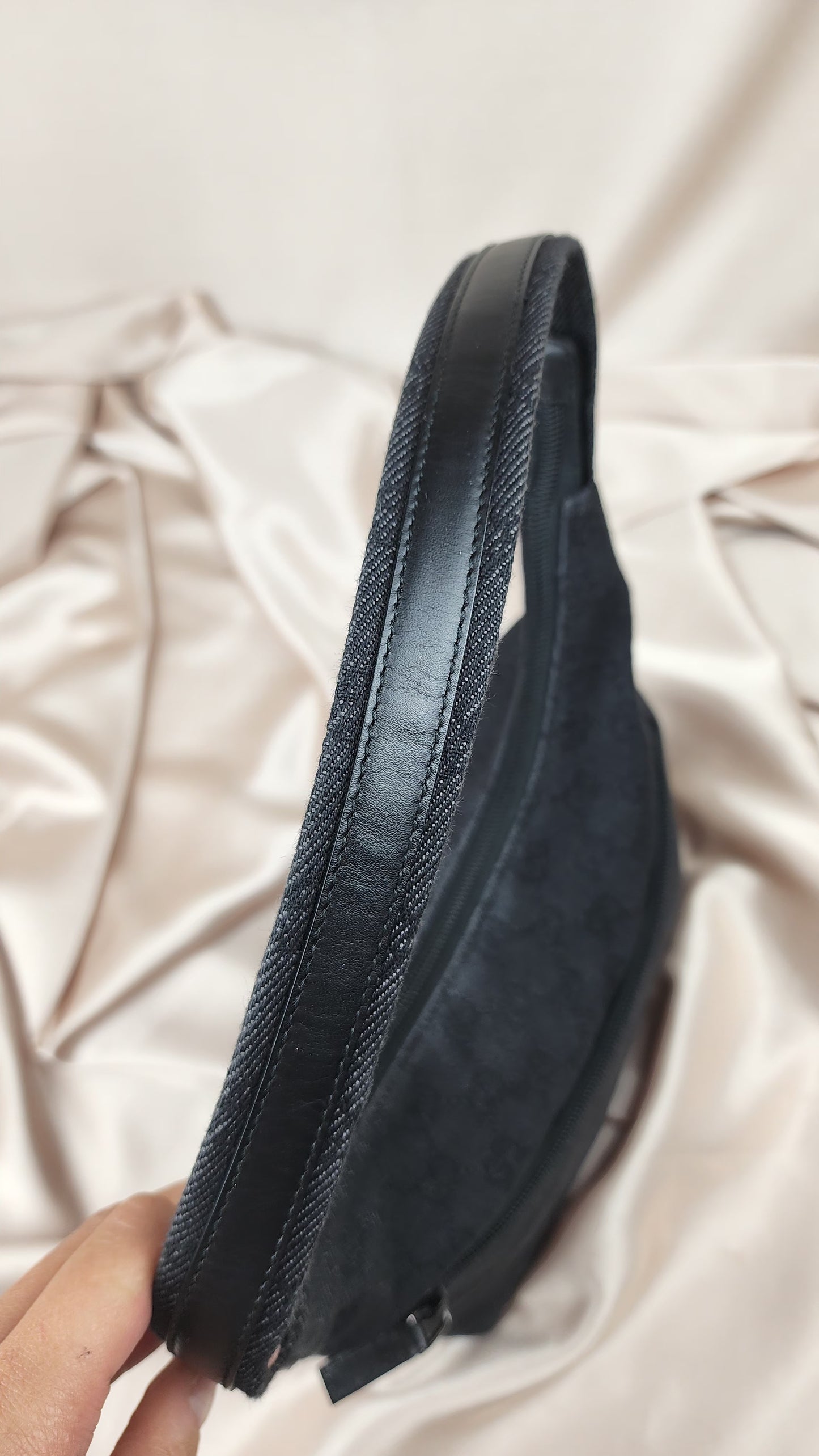 Gucci GG Black Denim Canvas Shoulder Bag -1304