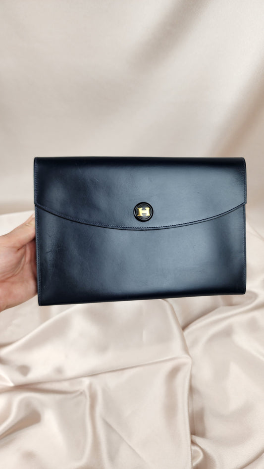 Hermes Pochetto Rio Navy Leather Clutch - 1482