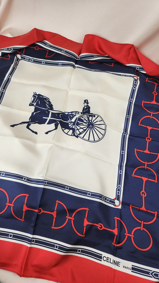 Celine Horsebit Carriage Silk Scarf