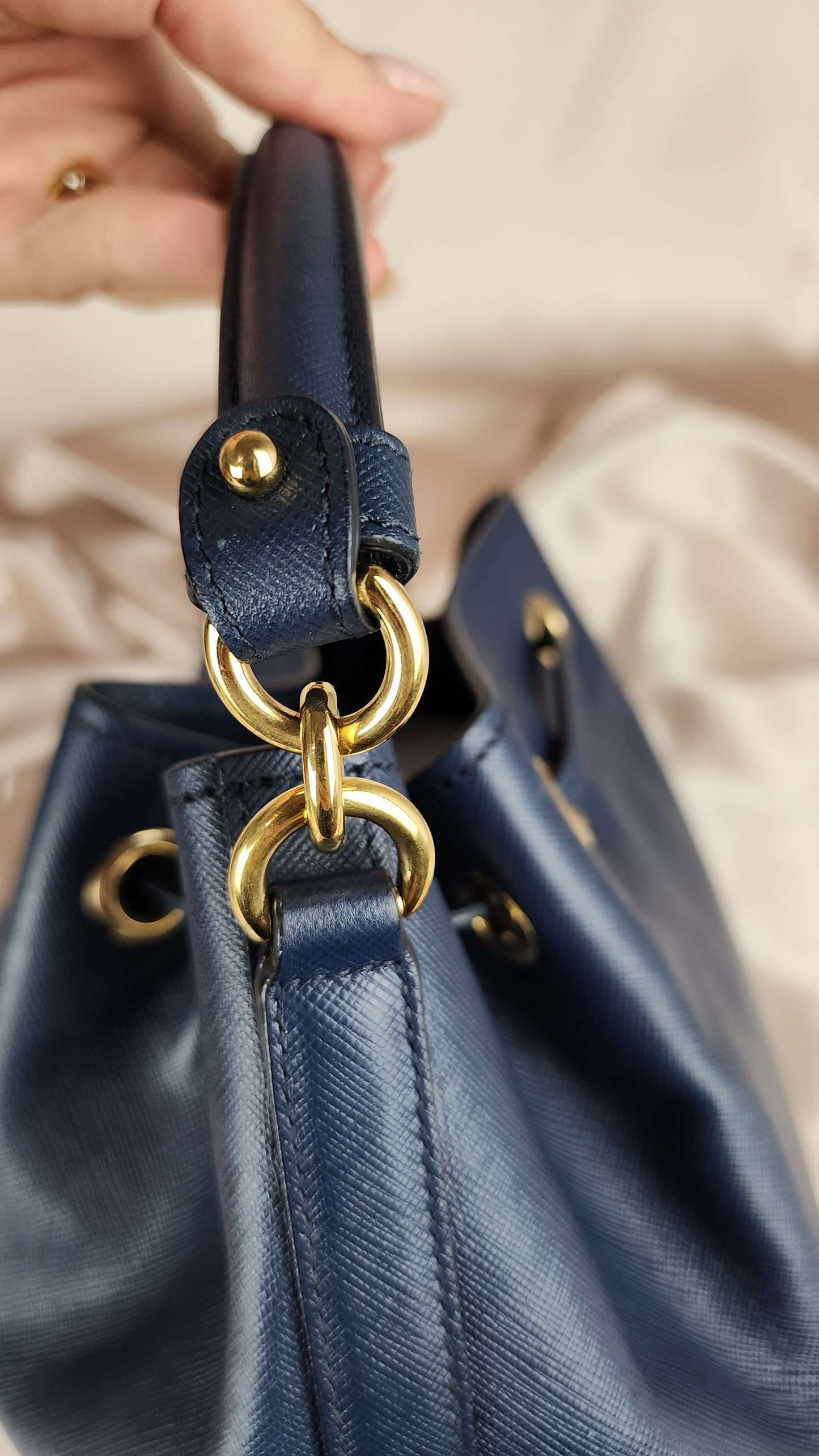 Salvatore Ferragamo Blue Leather Bucket Bag - 1565