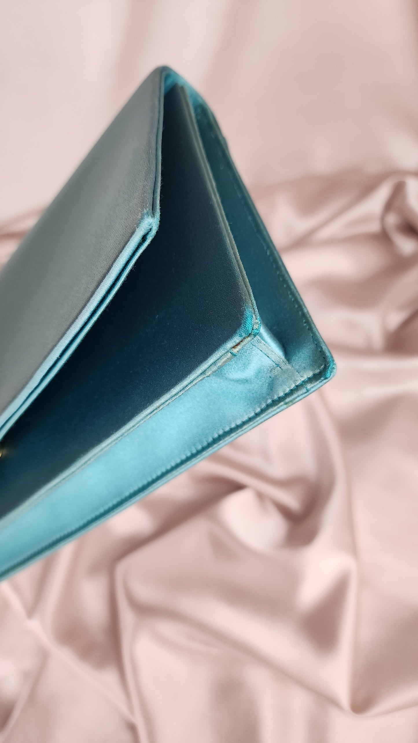 Prada Teal Satin Clutch Bag - 1375