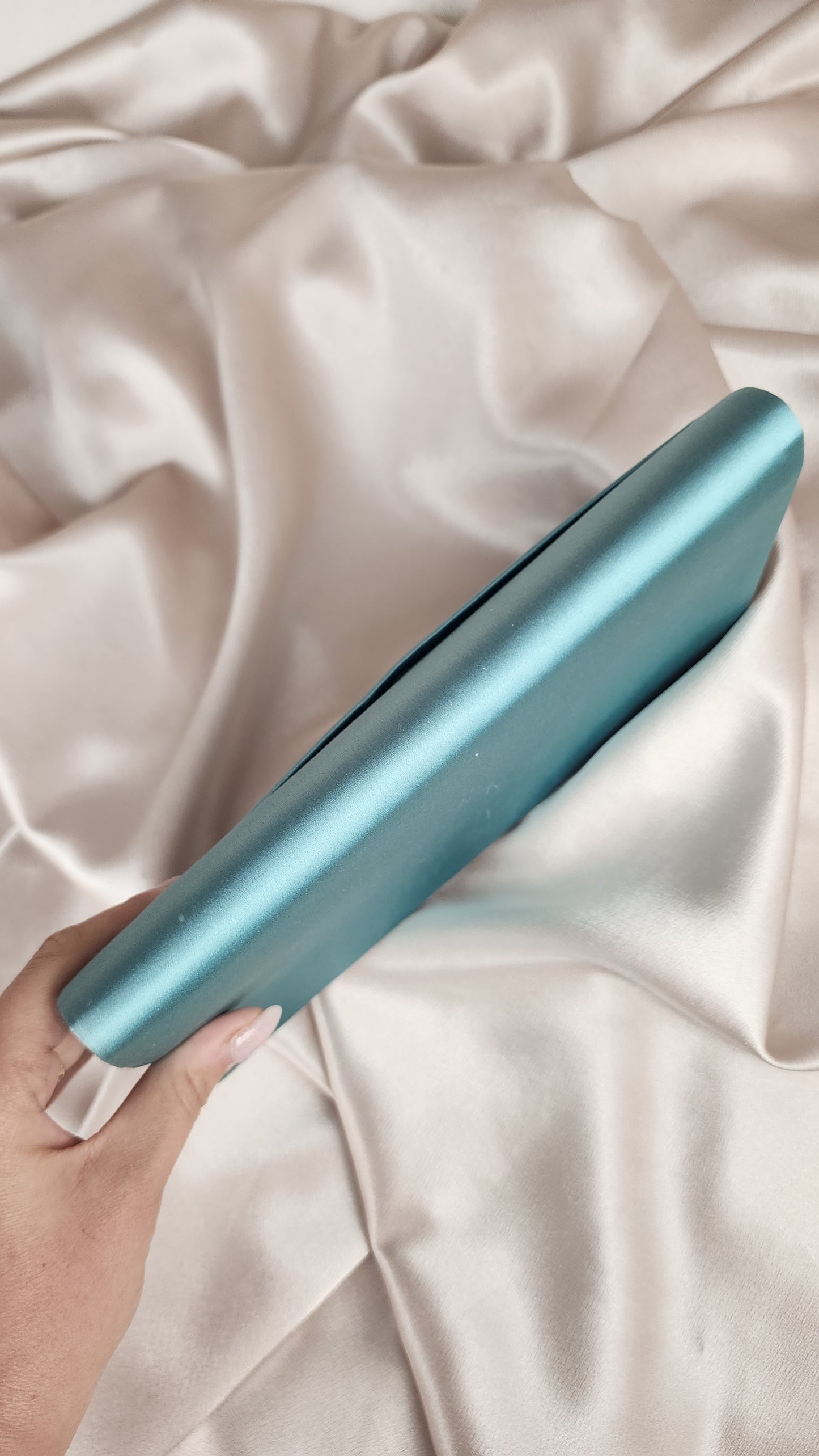 Prada Teal Satin Clutch Bag - 1375