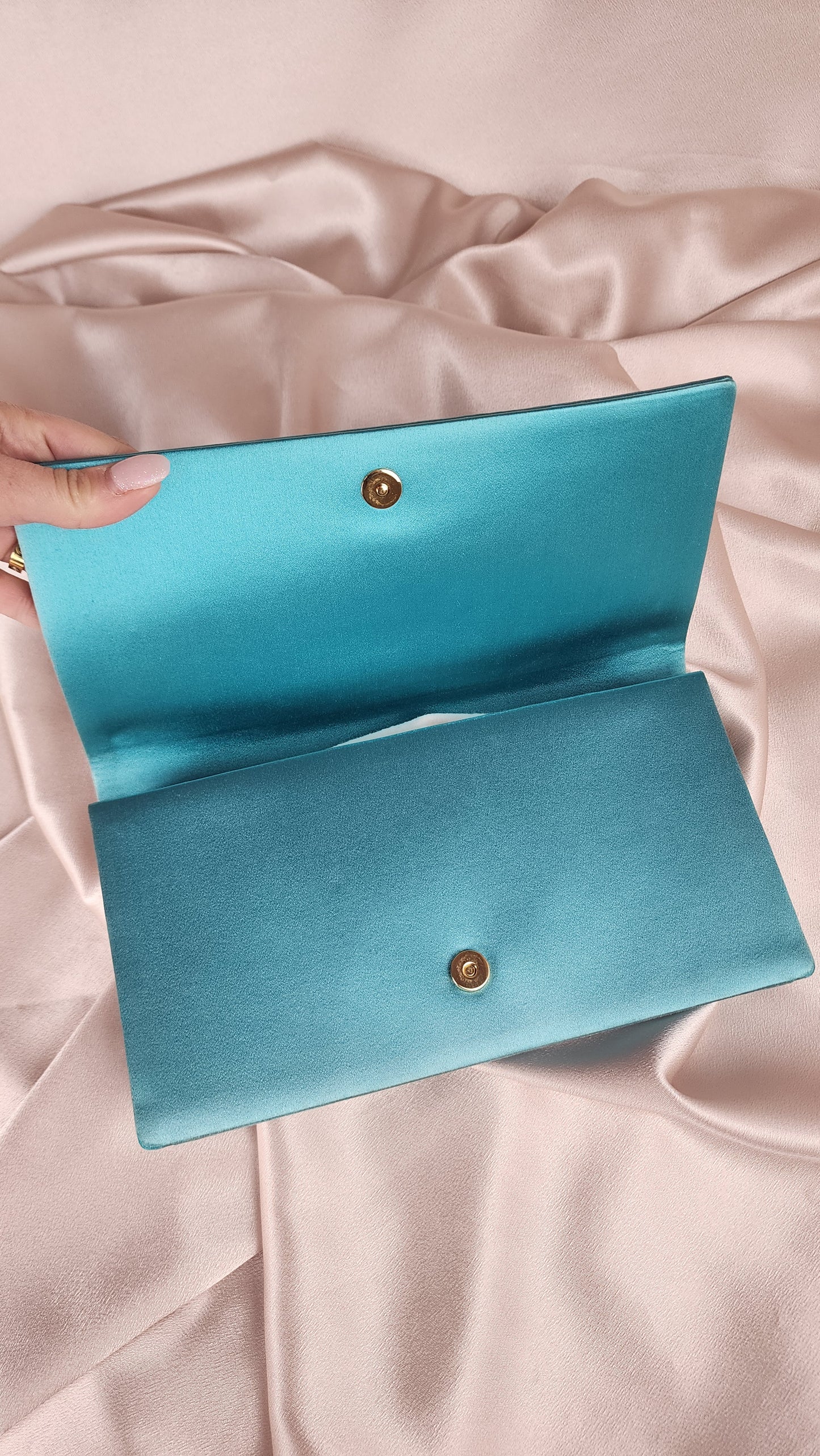 Prada Teal Satin Clutch Bag - 1375