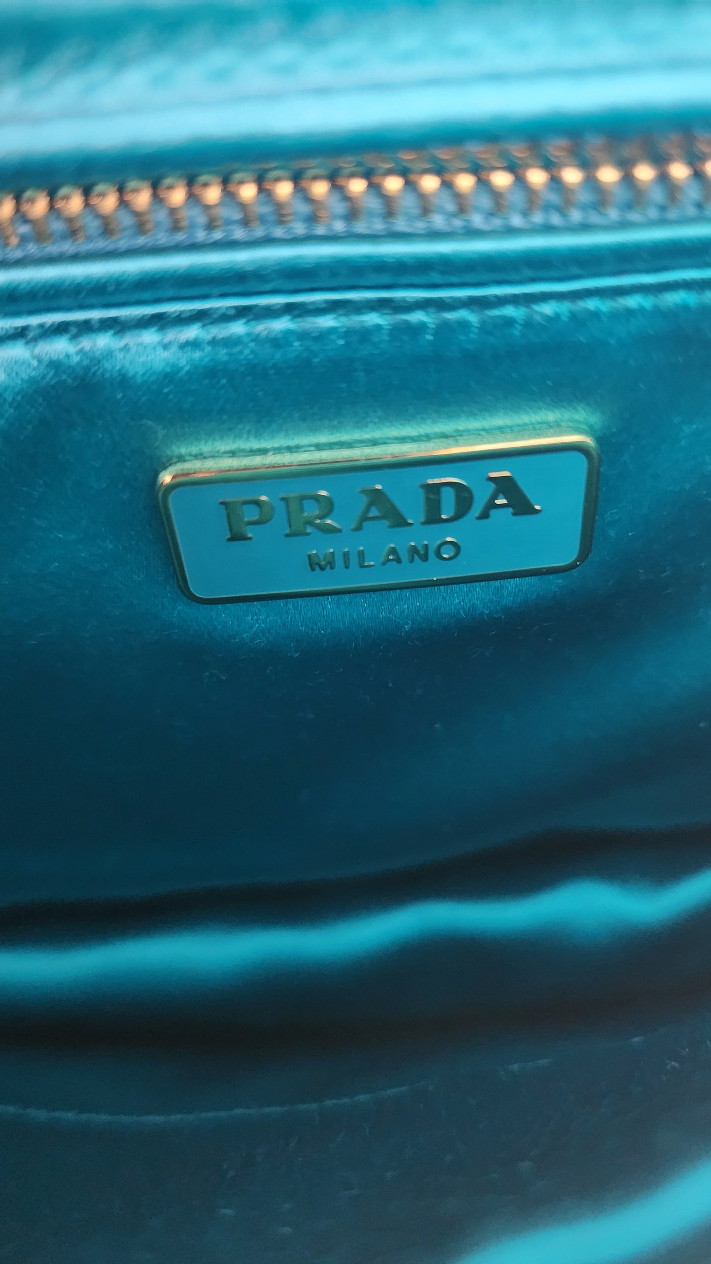 Prada Teal Satin Clutch Bag - 1375