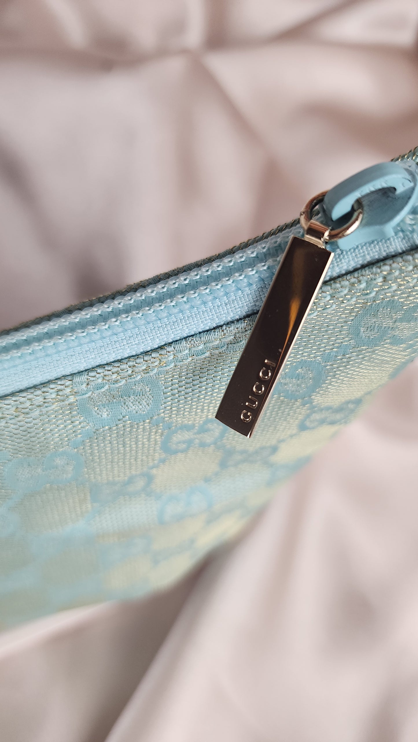 Gucci GG Canvas Blue and Gold Shoulder Bag - 1555