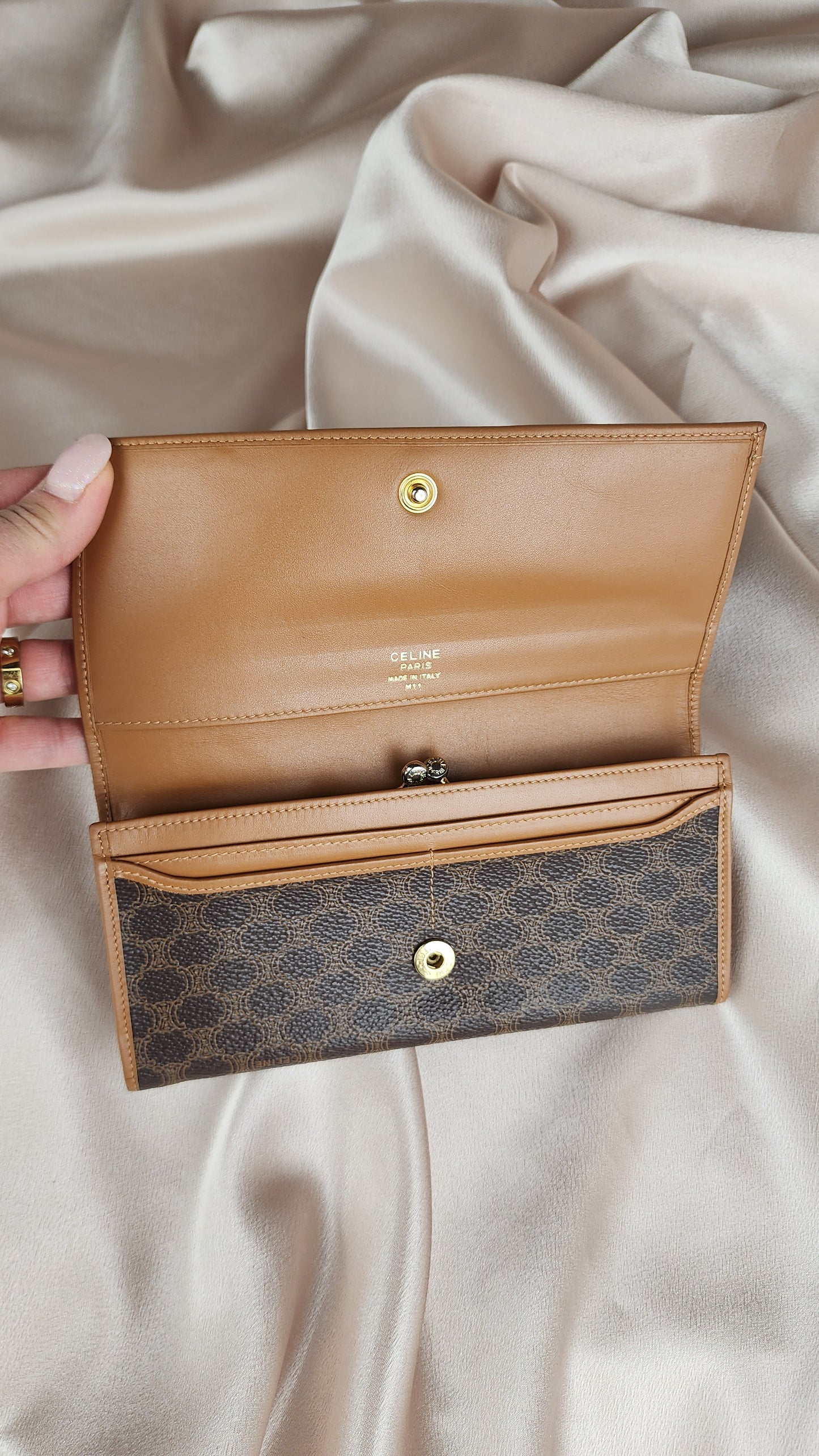 Celine Triomphe Brown Macadam Long Wallet - 0029