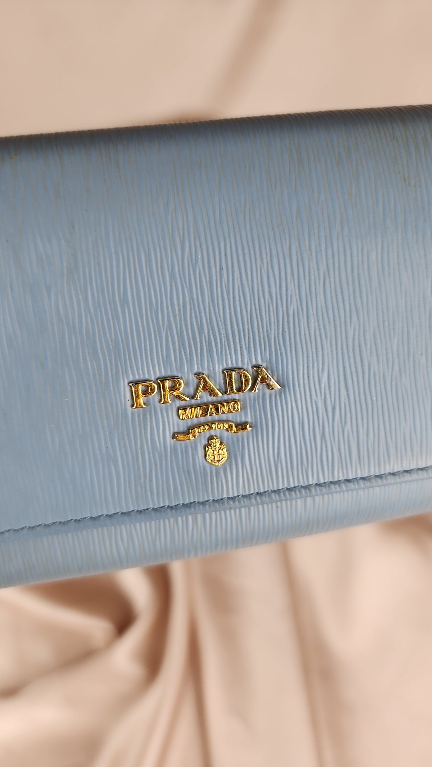 Prada Saffiano Leather Blue Long Wallet