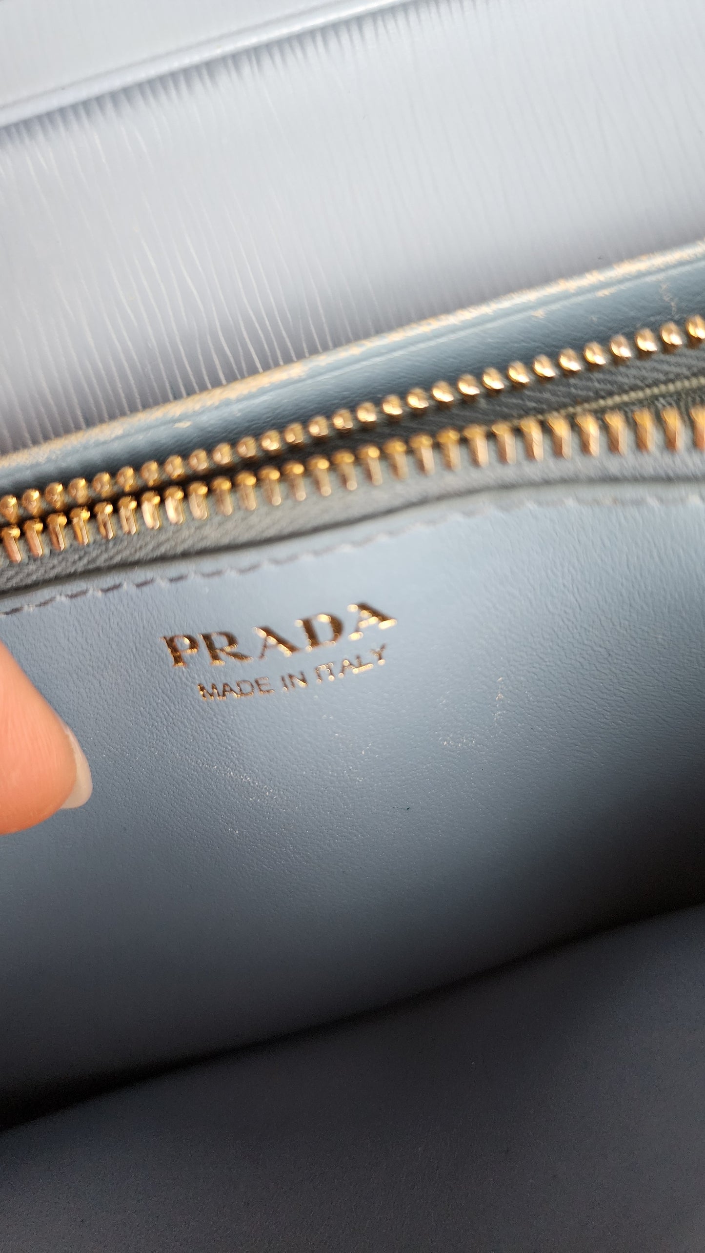 Prada Saffiano Leather Blue Long Wallet