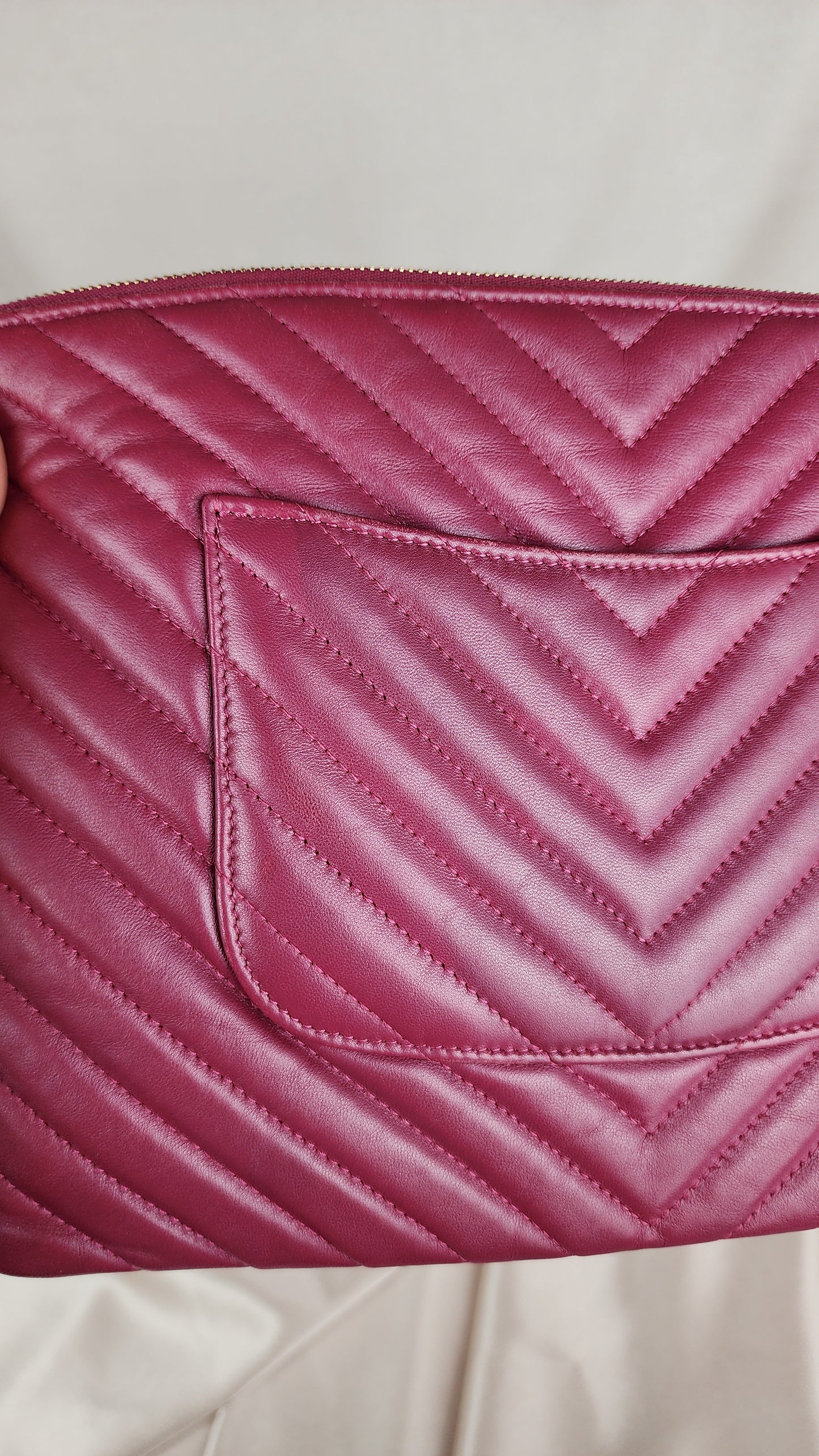 Chanel V Stitch Purple/Pink Clutch  Gold CC Hardware - 1533