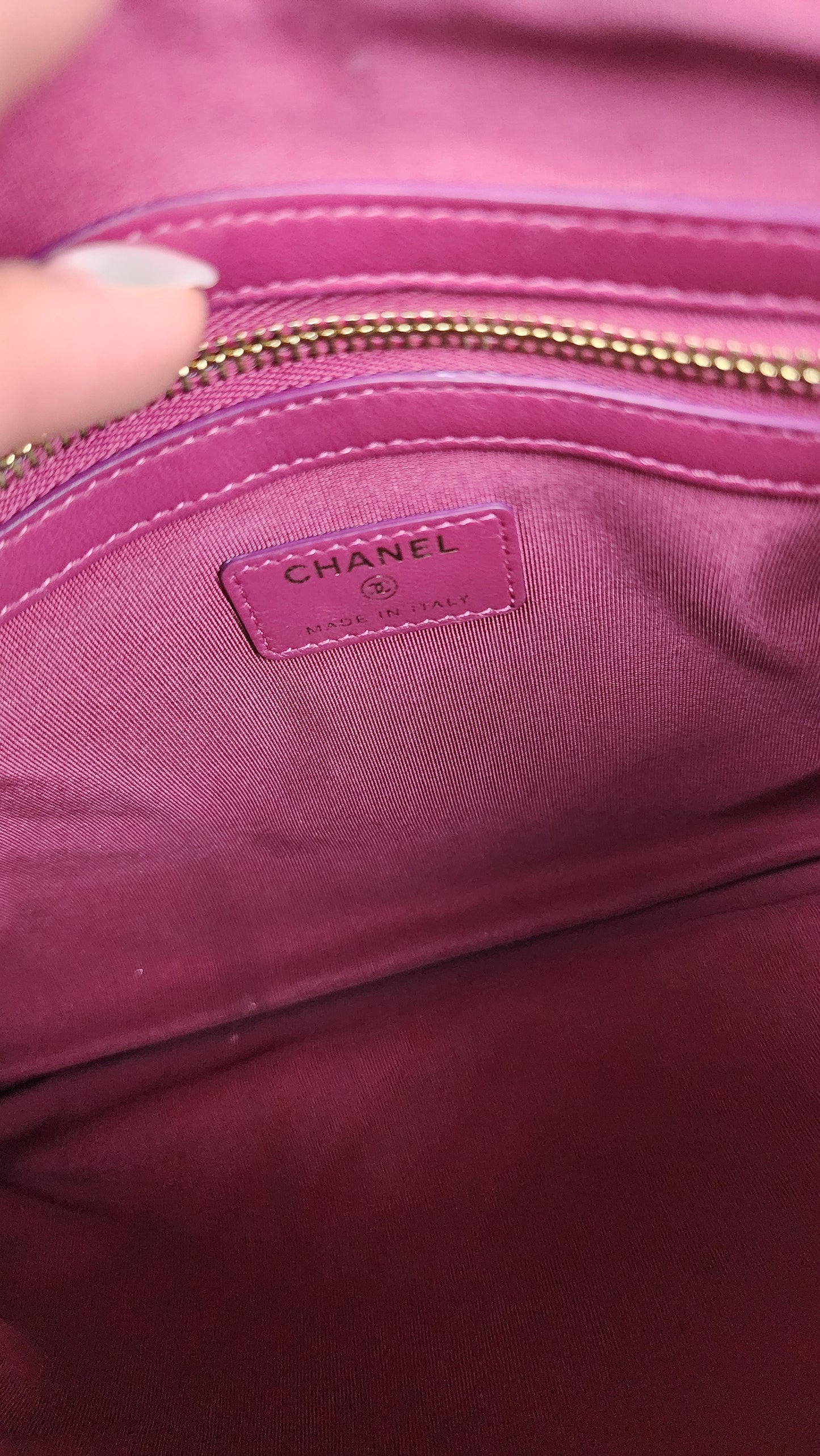 Chanel V Stitch Purple/Pink Clutch  Gold CC Hardware - 1533