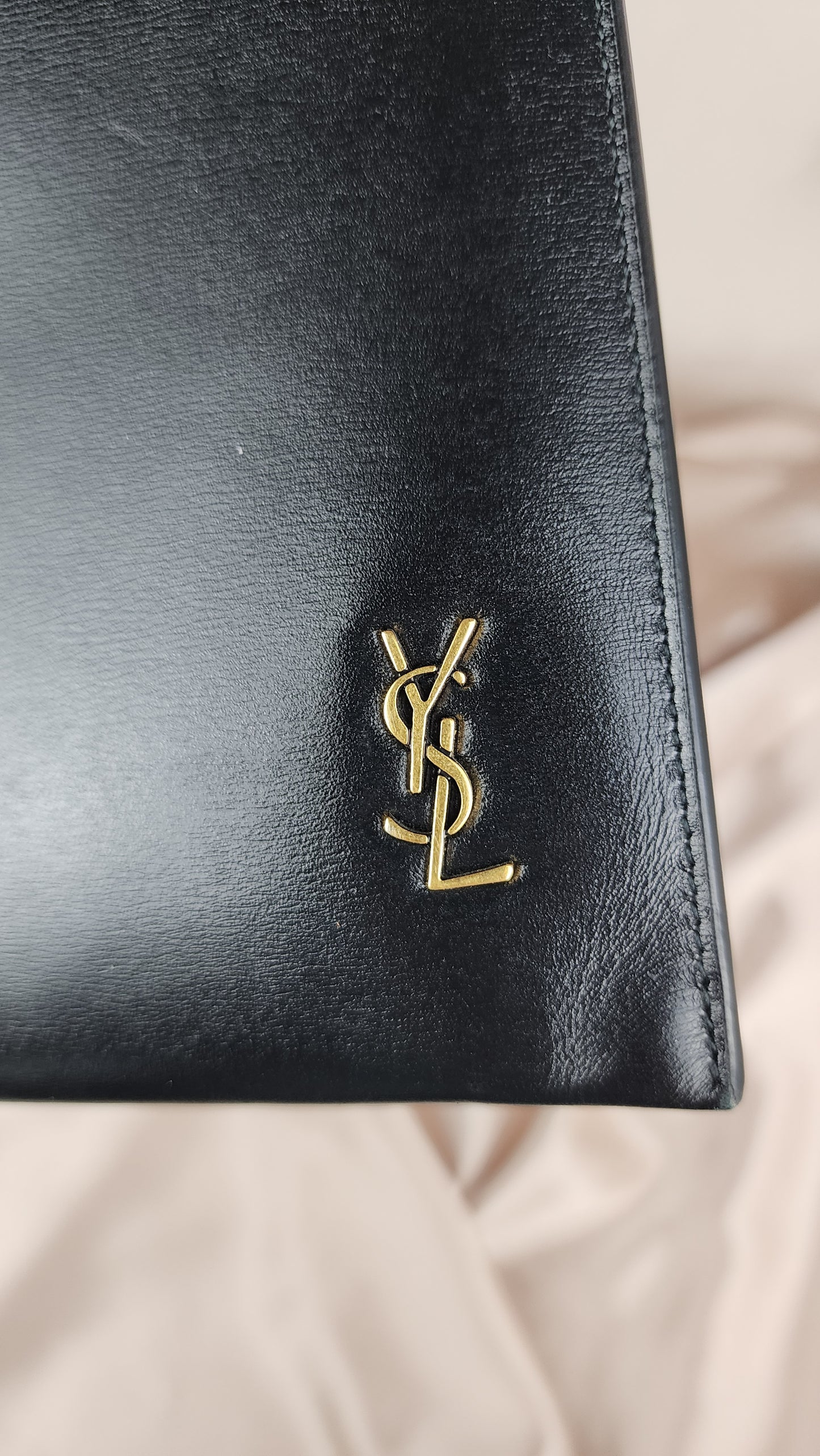 YSL Black Leather Clutch - 1655