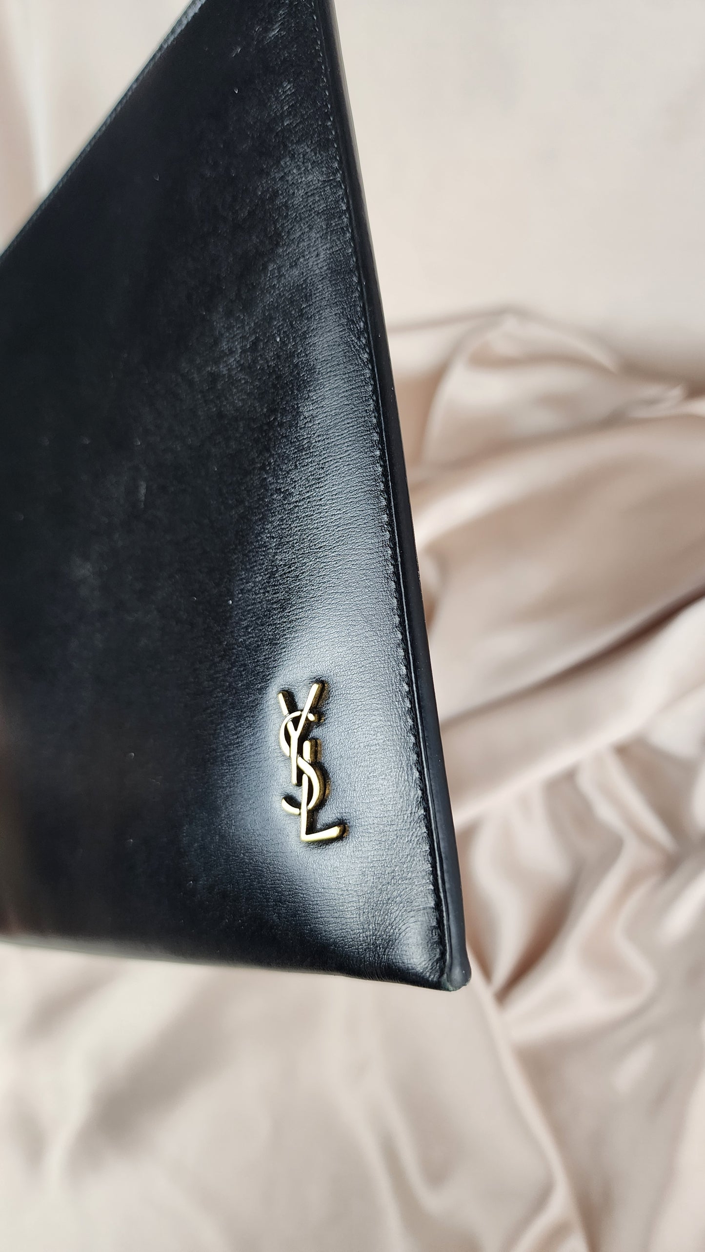 YSL Black Leather Clutch - 1655