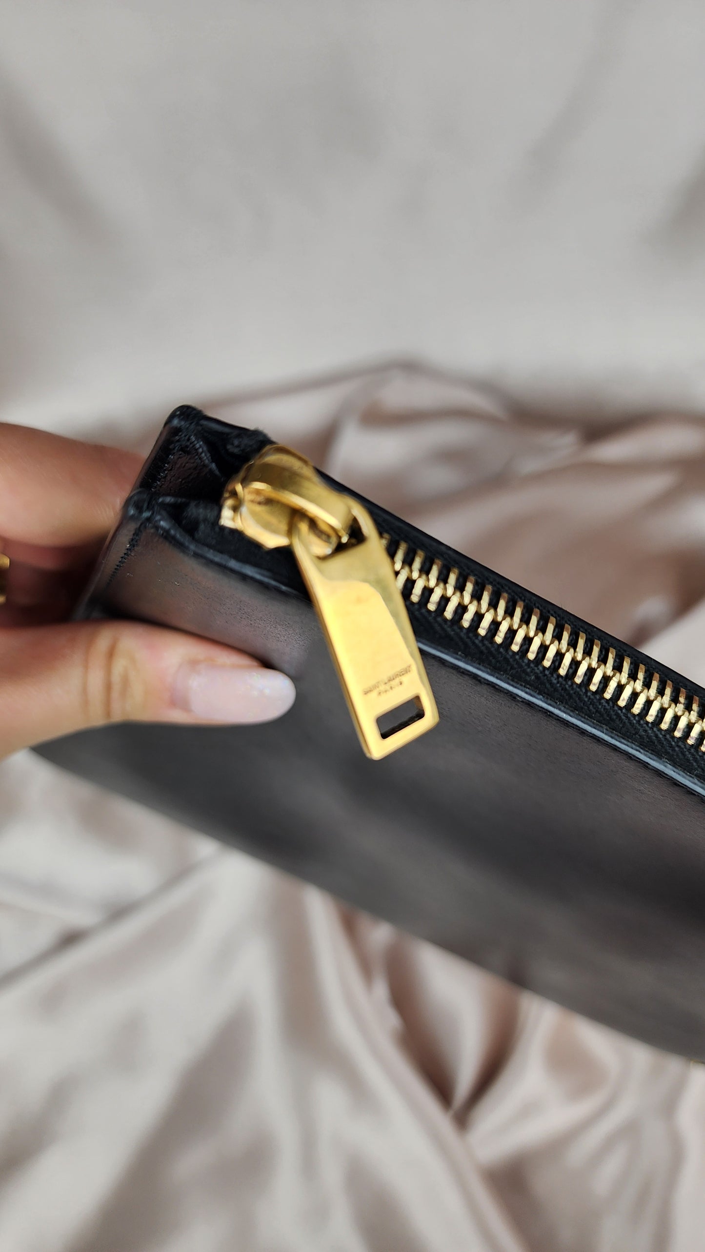 YSL Black Leather Clutch - 1655