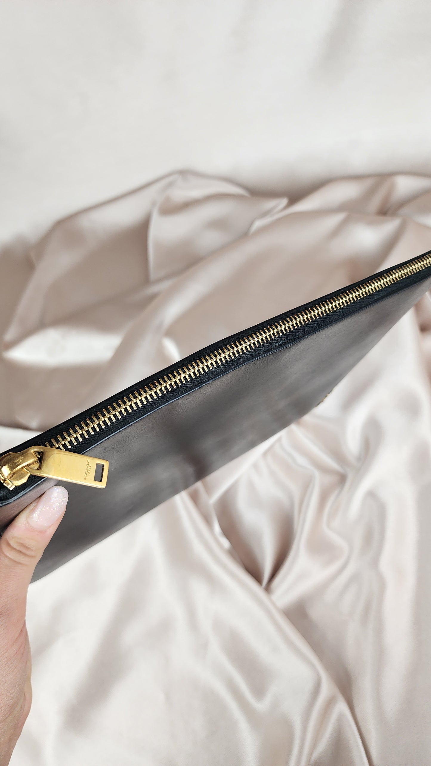 YSL Black Leather Clutch - 1655