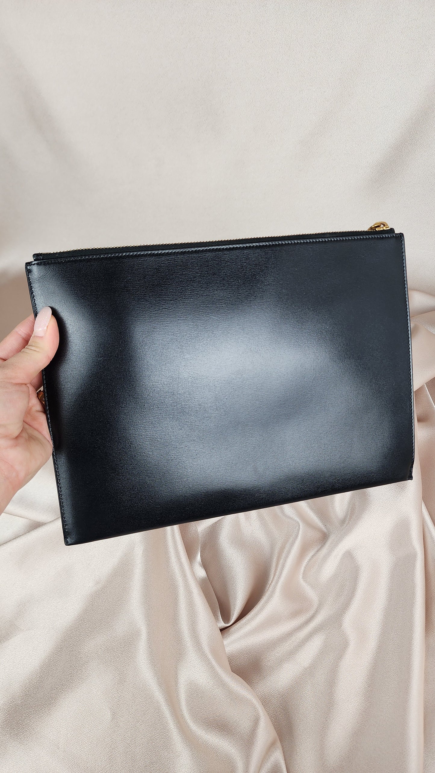 YSL Black Leather Clutch - 1655