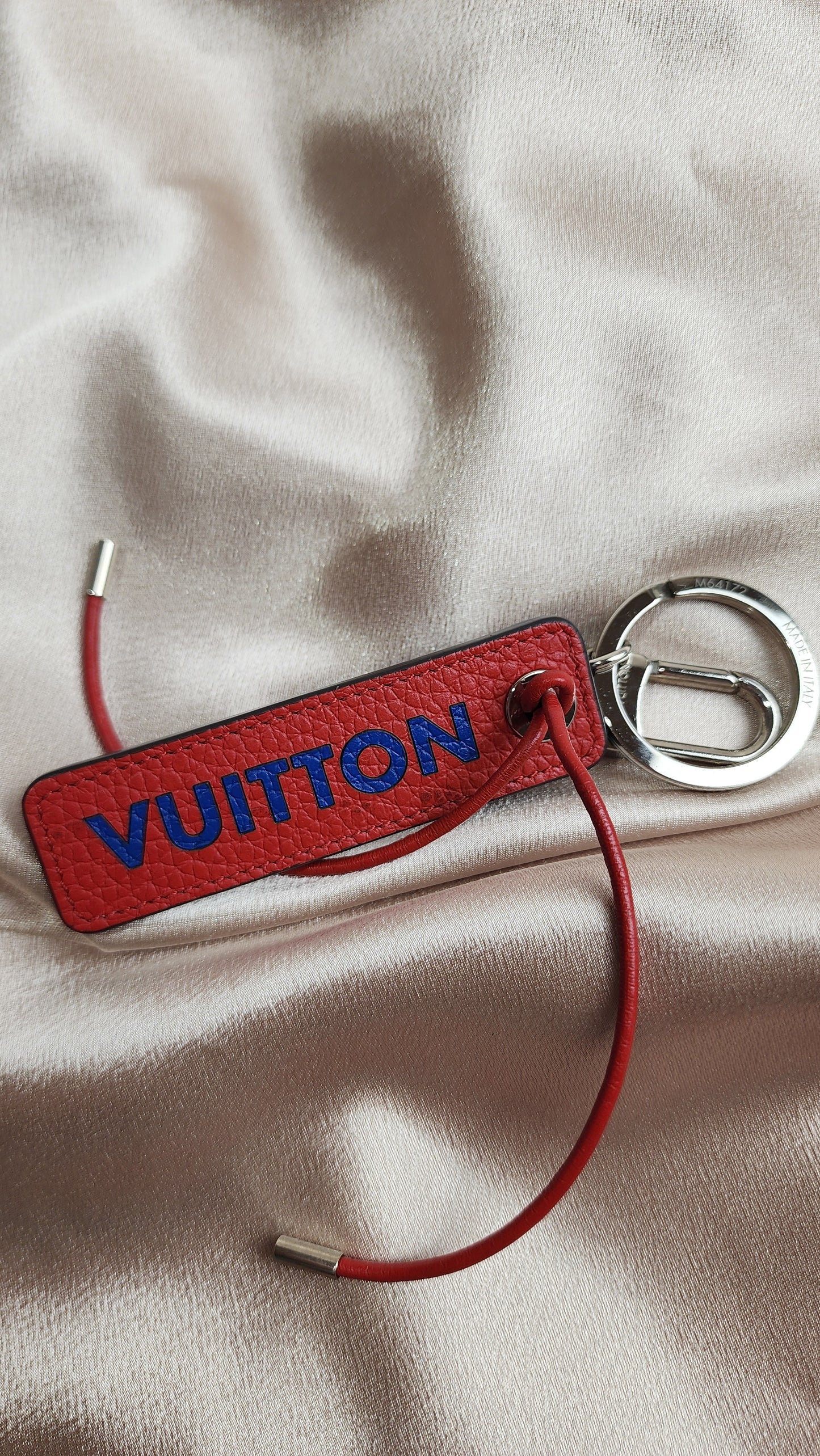 Louis Vuitton Porte Cles Blue and Red Leather Tab Leather Key Ring/Bag Charm - 1675