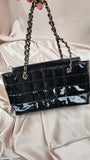 Chanel Chocolate Bar Black Tote Bag with Gold Chain - 1863