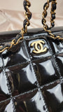 Chanel Chocolate Bar Black Tote Bag with Gold Chain - 1863