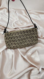 Fendi Zucchino Canvas Beige Shoulder Bag - 1803