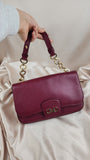 Salvatore Ferragamo Gancini Magenta Leather Shoulder Bag - 1866