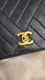 Chanel Chain V Stitch Navy Blue Lamb Skin Leather Shoulder Bag - 1767