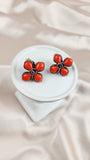 Chanel CC Vintage Clip on Red Flower Earrings - 0755